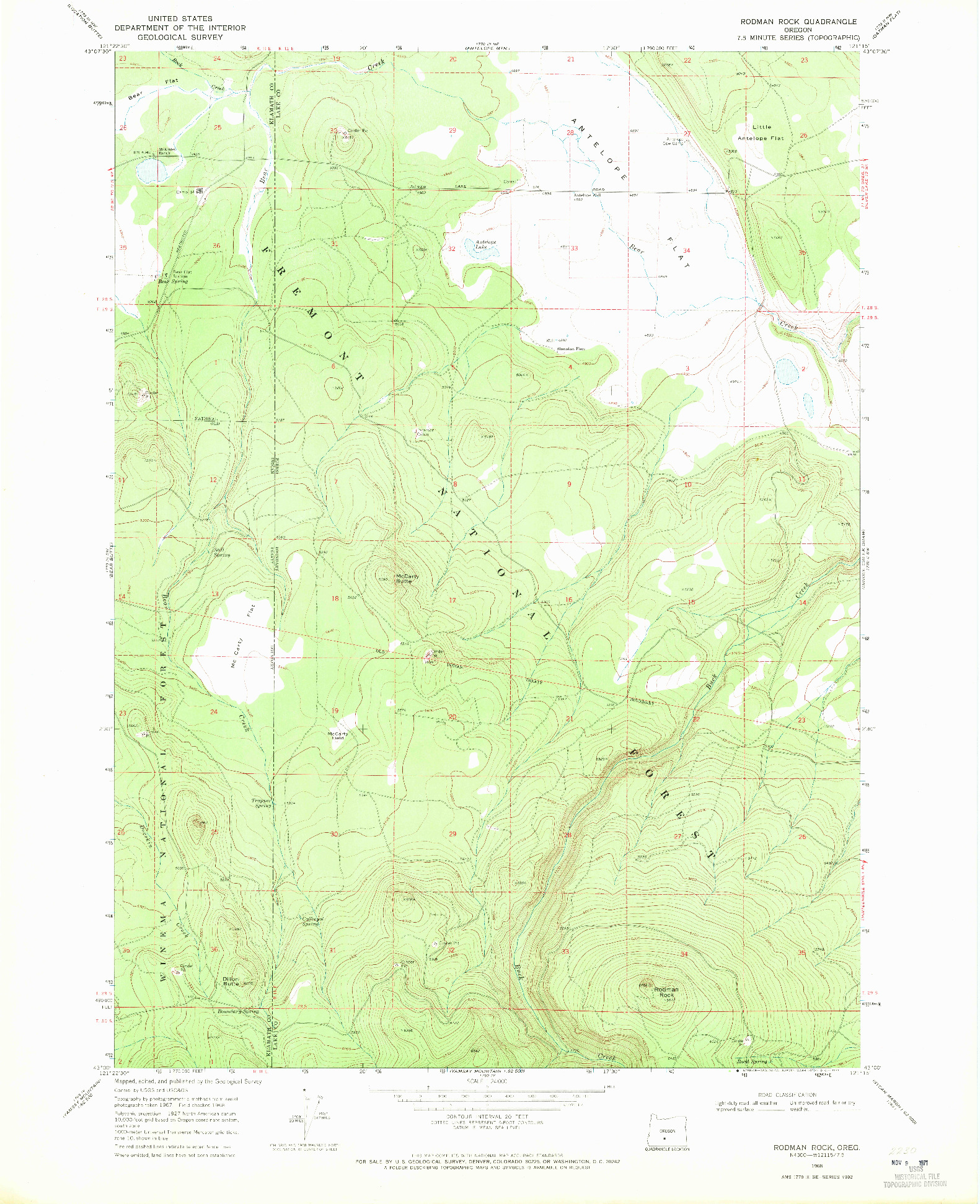 USGS 1:24000-SCALE QUADRANGLE FOR RODMAN ROCK, OR 1968