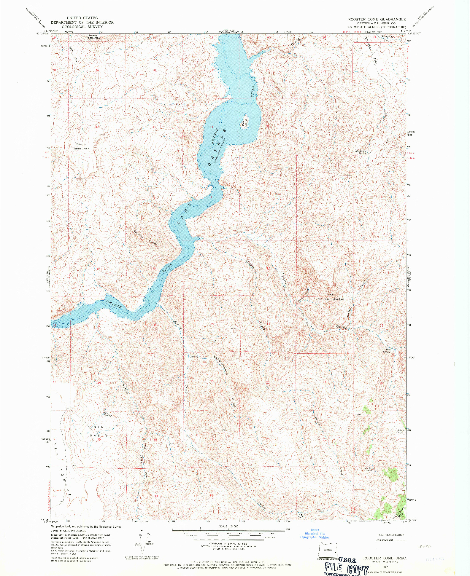 USGS 1:24000-SCALE QUADRANGLE FOR ROOSTER COMB, OR 1967