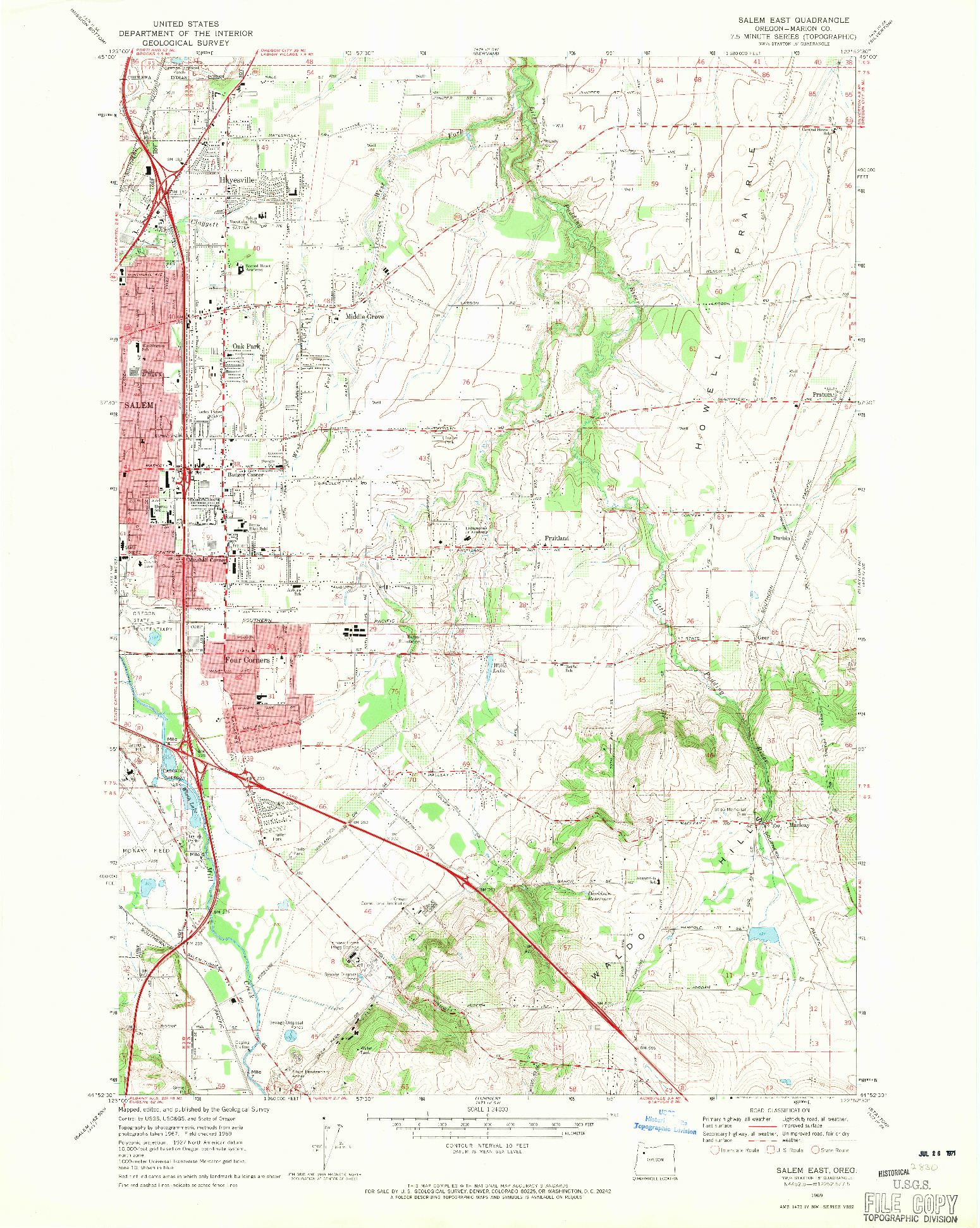 USGS 1:24000-SCALE QUADRANGLE FOR SALEM EAST, OR 1969