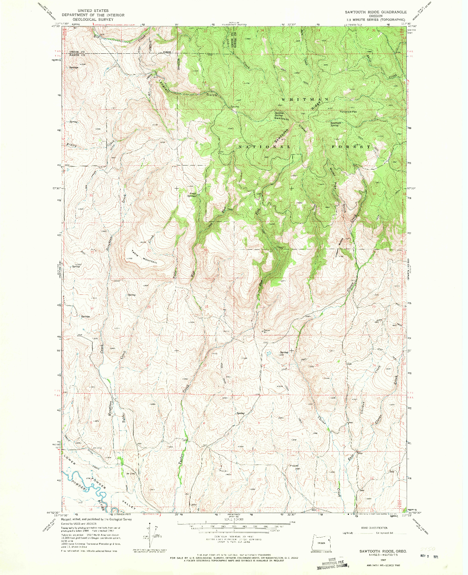 USGS 1:24000-SCALE QUADRANGLE FOR SAWTOOTH RIDGE, OR 1967