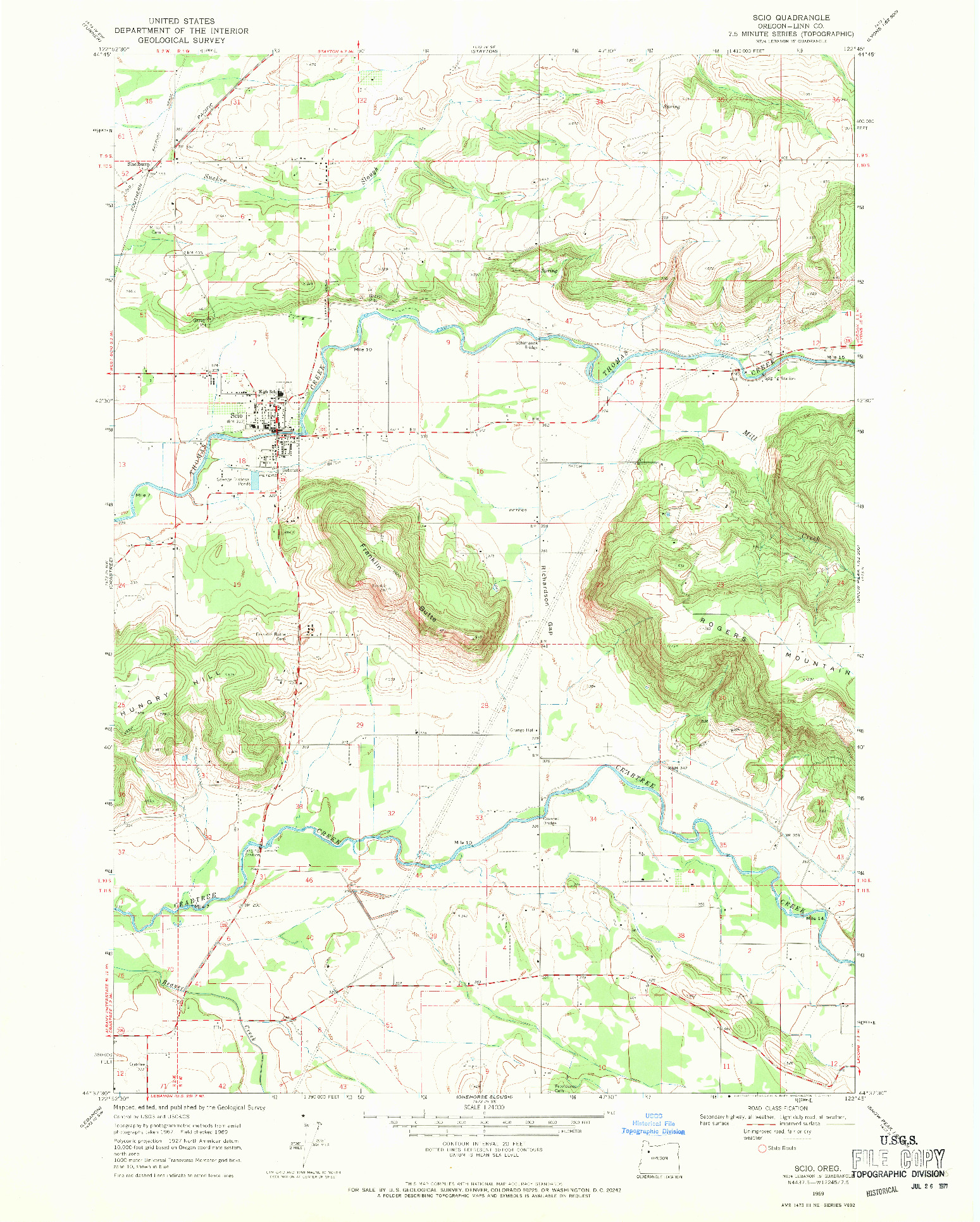 USGS 1:24000-SCALE QUADRANGLE FOR SCIO, OR 1969