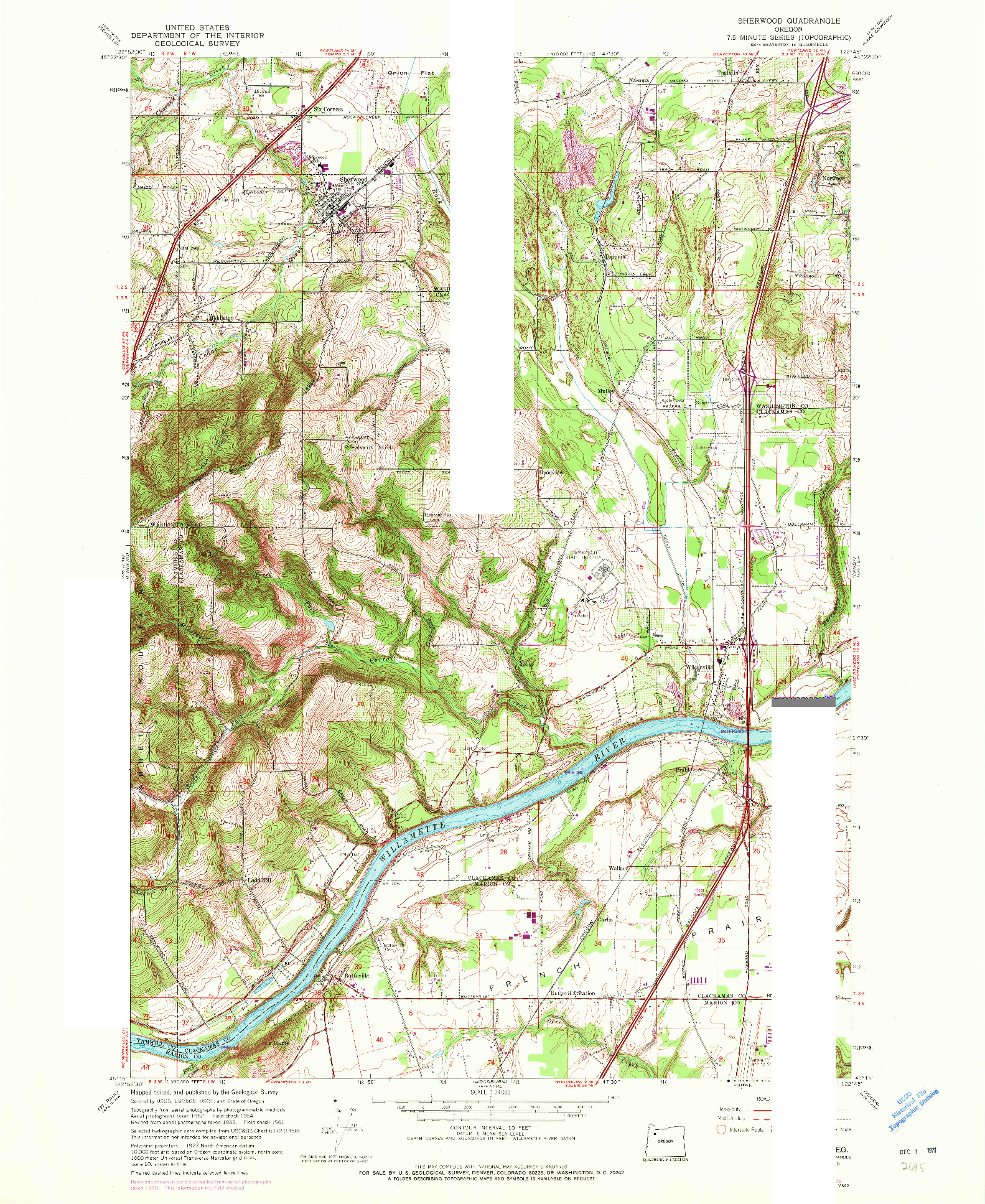 USGS 1:24000-SCALE QUADRANGLE FOR SHERWOOD, OR 1961