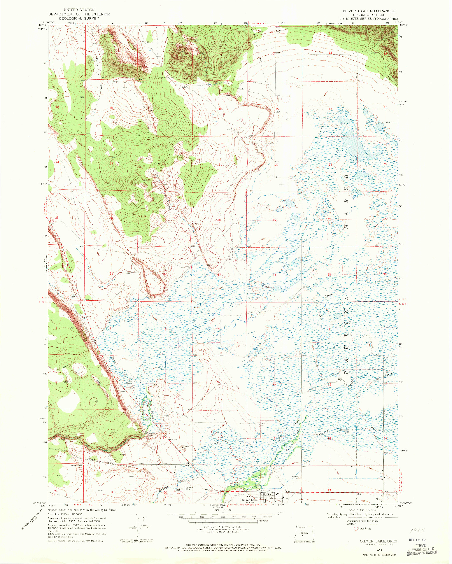 USGS 1:24000-SCALE QUADRANGLE FOR SILVER LAKE, OR 1968
