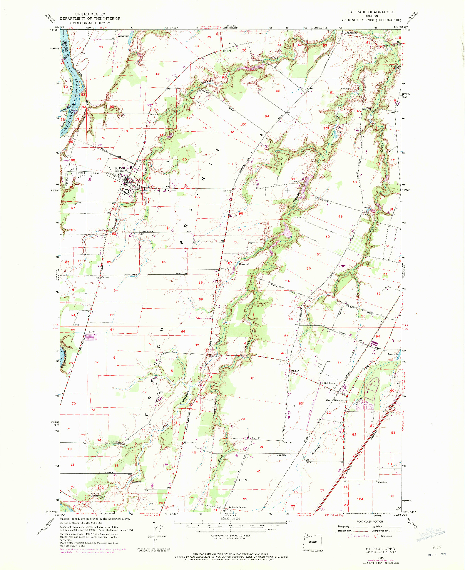 USGS 1:24000-SCALE QUADRANGLE FOR ST. PAUL, OR 1956