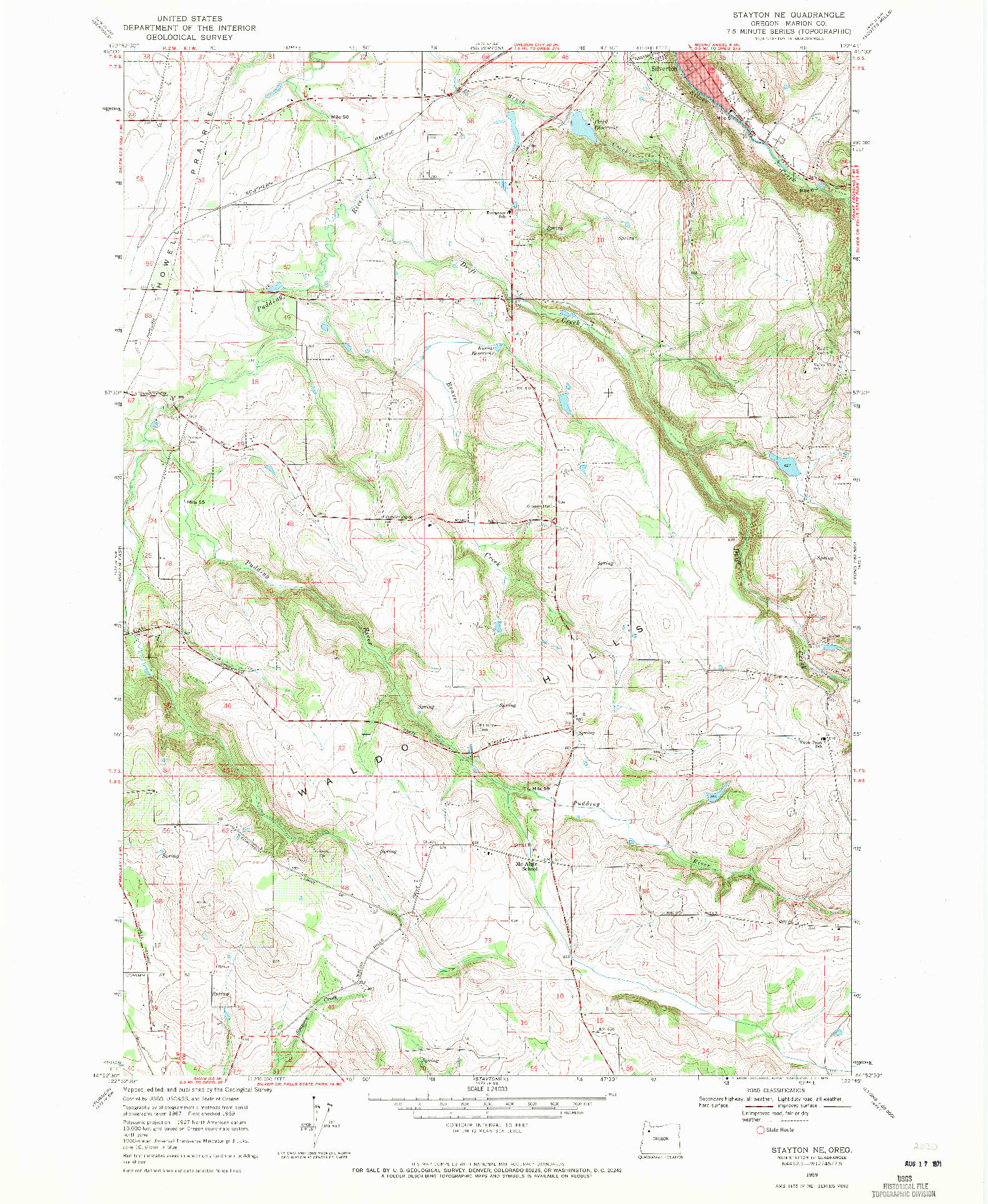 USGS 1:24000-SCALE QUADRANGLE FOR STAYTON NE, OR 1969