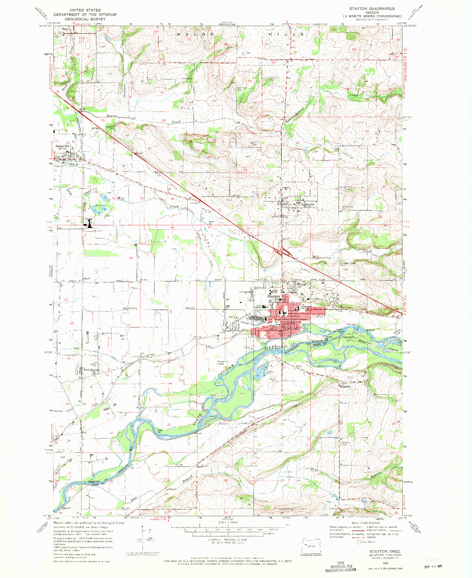 USGS 1:24000-SCALE QUADRANGLE FOR STAYTON, OR 1969