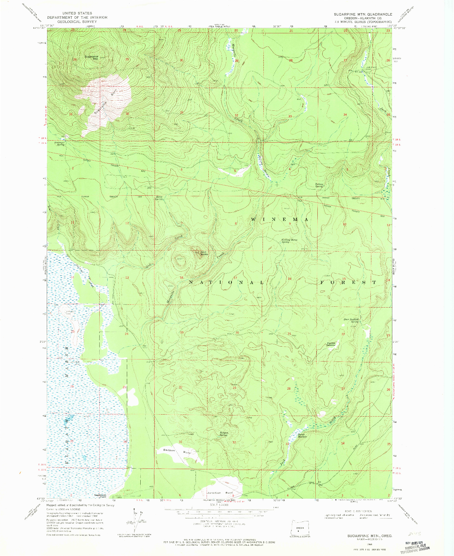 USGS 1:24000-SCALE QUADRANGLE FOR SUGARPINE MTN., OR 1968