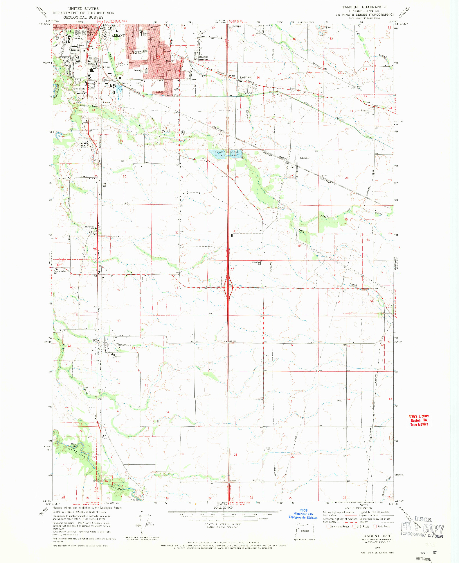 USGS 1:24000-SCALE QUADRANGLE FOR TANGENT, OR 1969