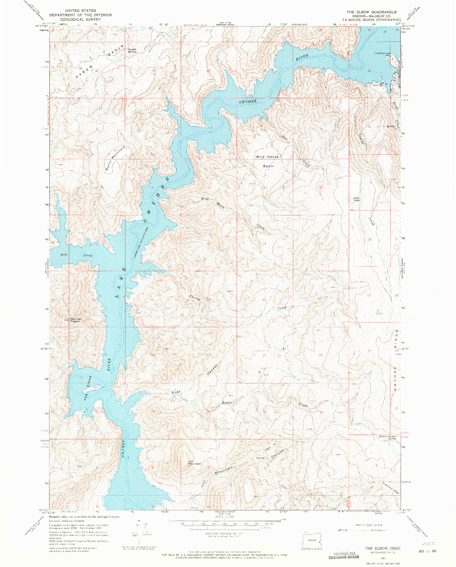 USGS 1:24000-SCALE QUADRANGLE FOR THE ELBOW, OR 1967