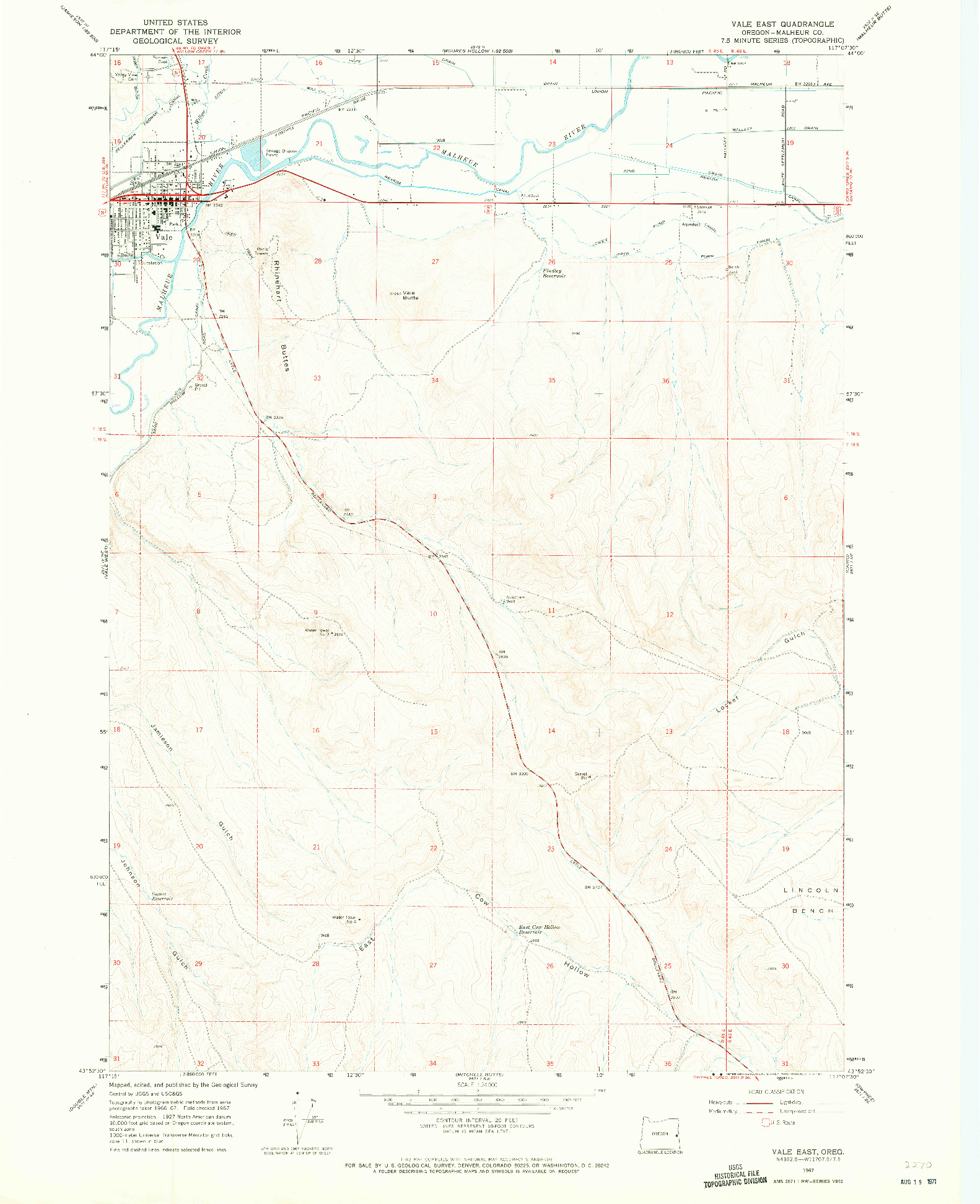 USGS 1:24000-SCALE QUADRANGLE FOR VALE EAST, OR 1967