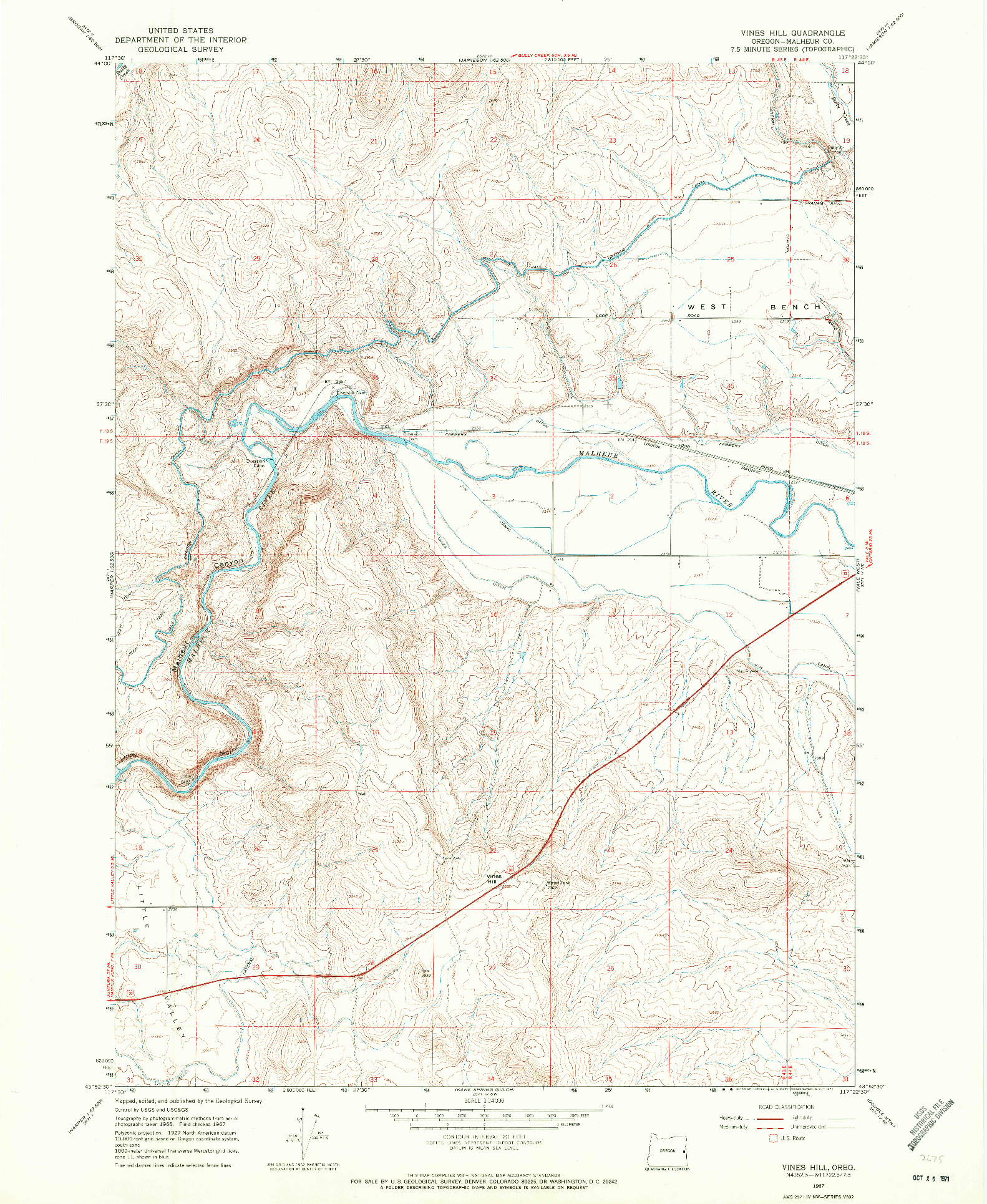 USGS 1:24000-SCALE QUADRANGLE FOR VINES HILL, OR 1967