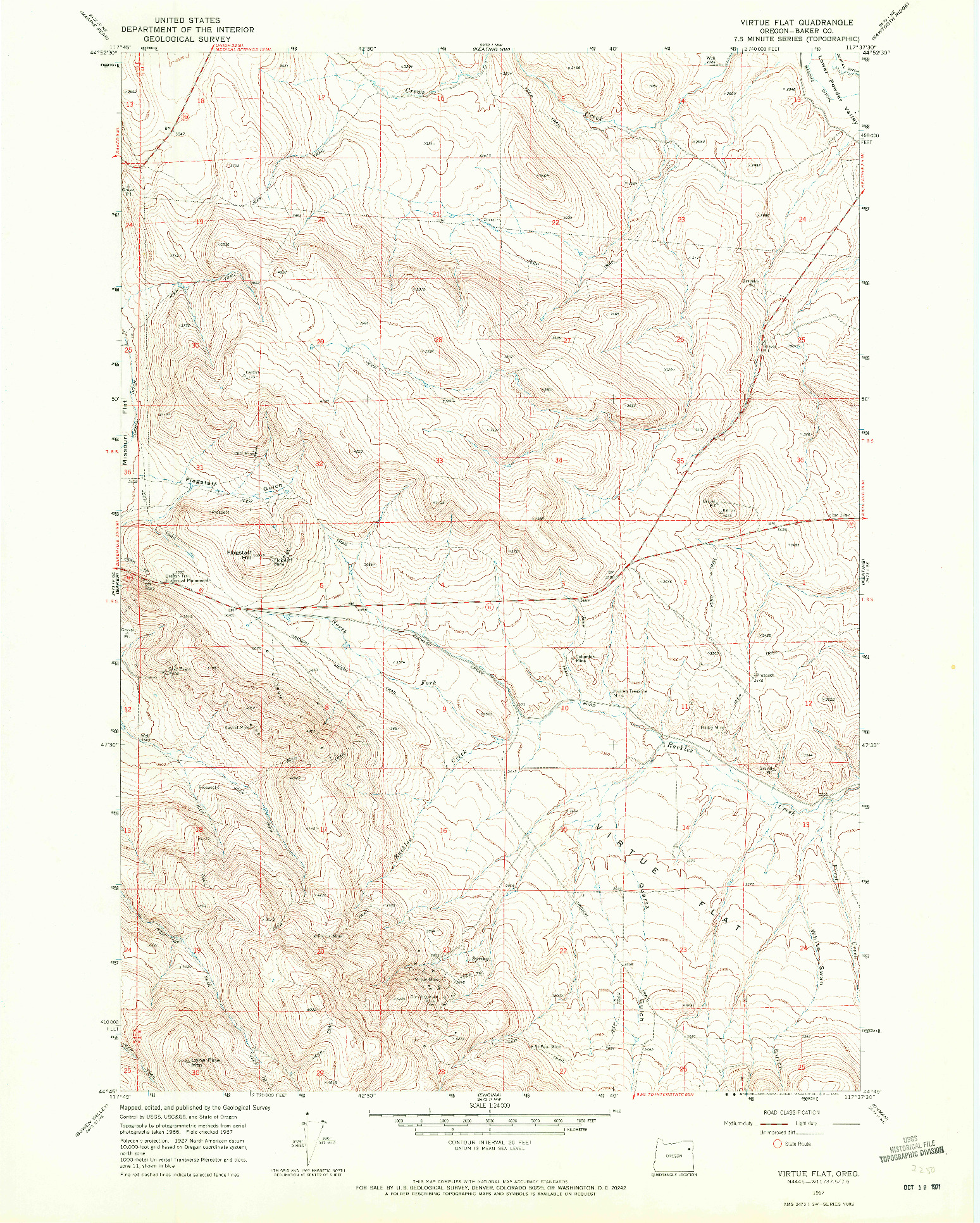 USGS 1:24000-SCALE QUADRANGLE FOR VIRTUE FLAT, OR 1967