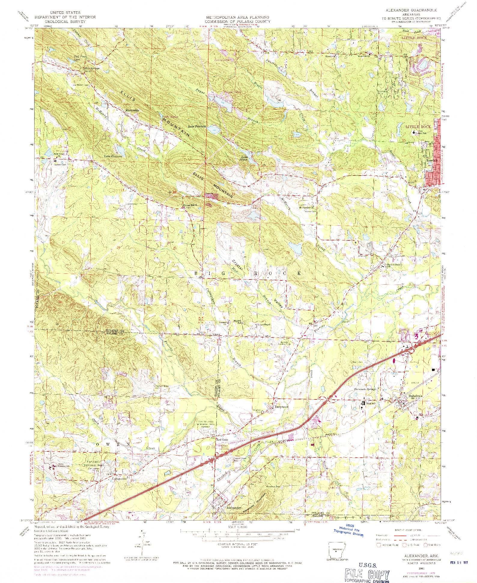 USGS 1:24000-SCALE QUADRANGLE FOR ALEXANDER, AR 1961