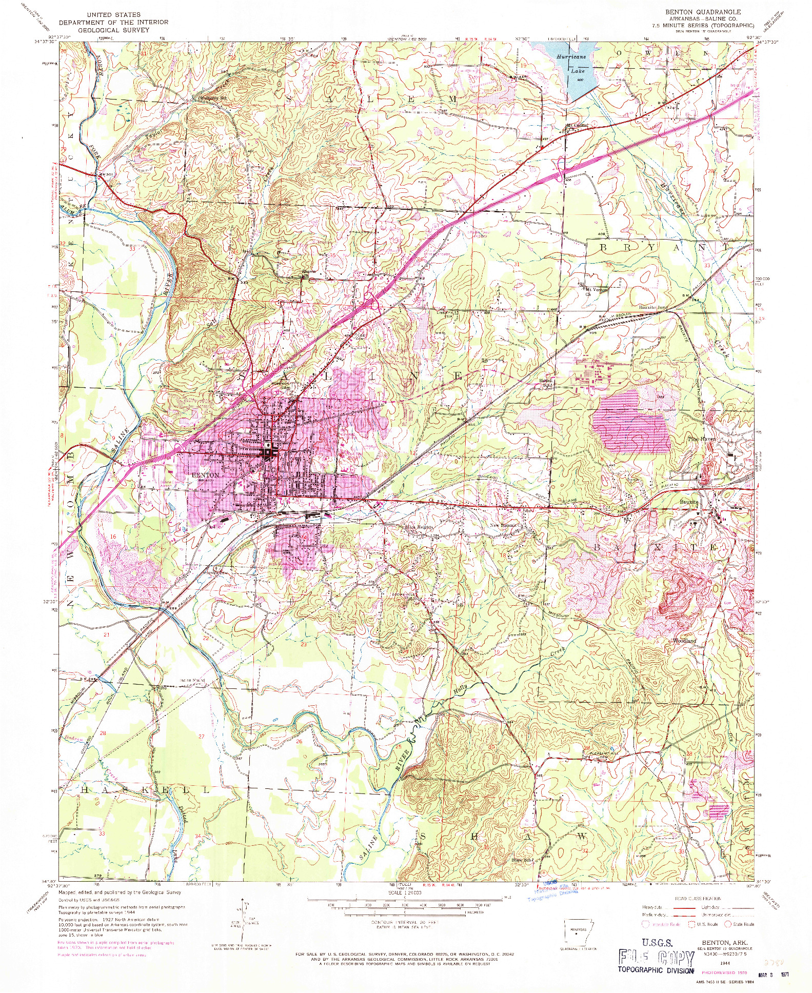 USGS 1:24000-SCALE QUADRANGLE FOR BENTON, AR 1944