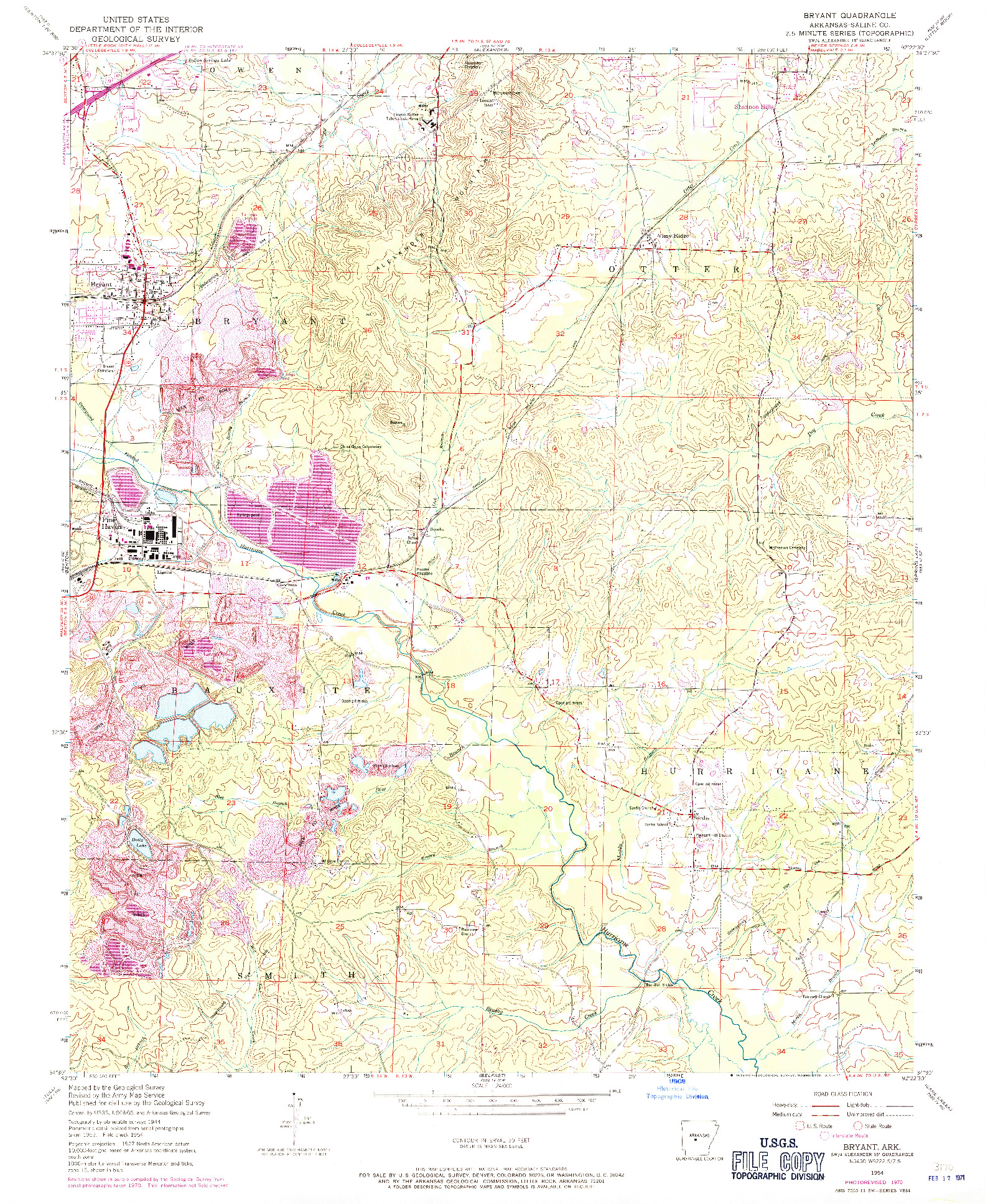 USGS 1:24000-SCALE QUADRANGLE FOR BRYANT, AR 1954