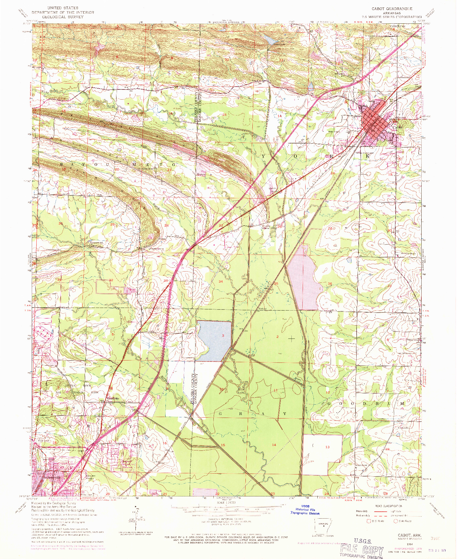 USGS 1:24000-SCALE QUADRANGLE FOR CABOT, AR 1954
