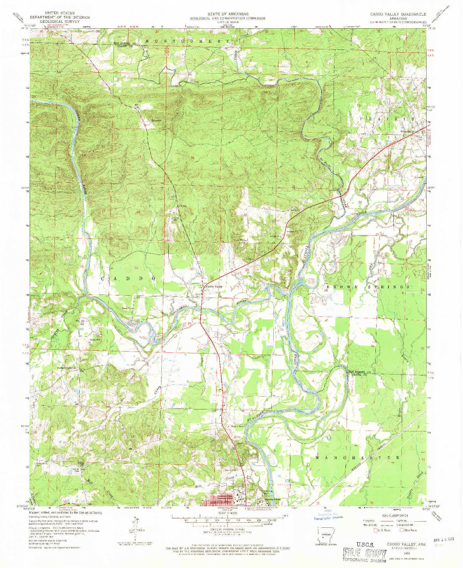 USGS 1:24000-SCALE QUADRANGLE FOR CADDO VALLEY, AR 1959