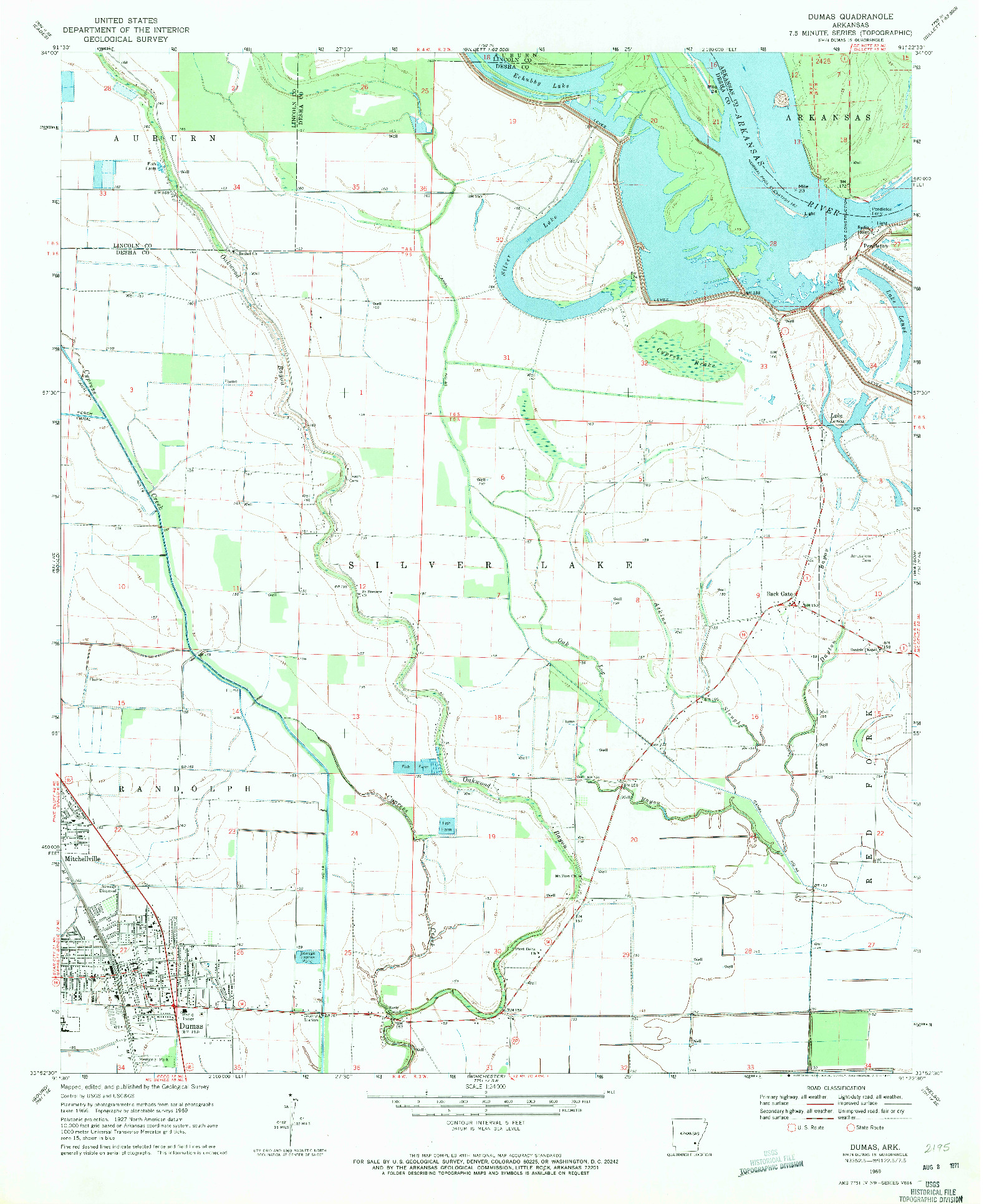 USGS 1:24000-SCALE QUADRANGLE FOR DUMAS, AR 1969
