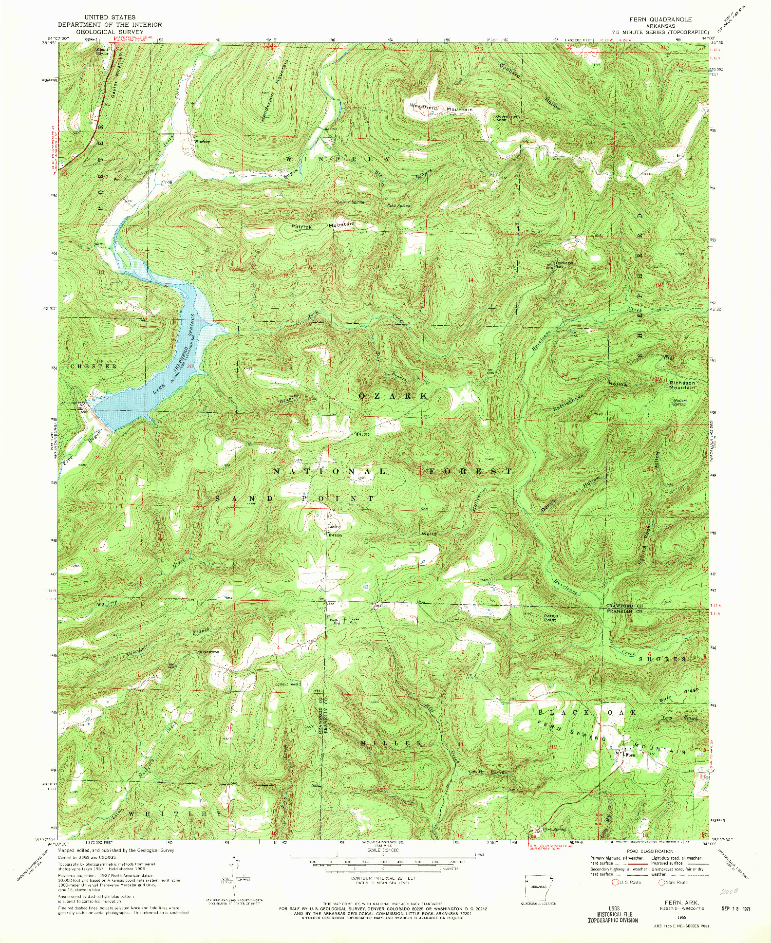USGS 1:24000-SCALE QUADRANGLE FOR FERN, AR 1969