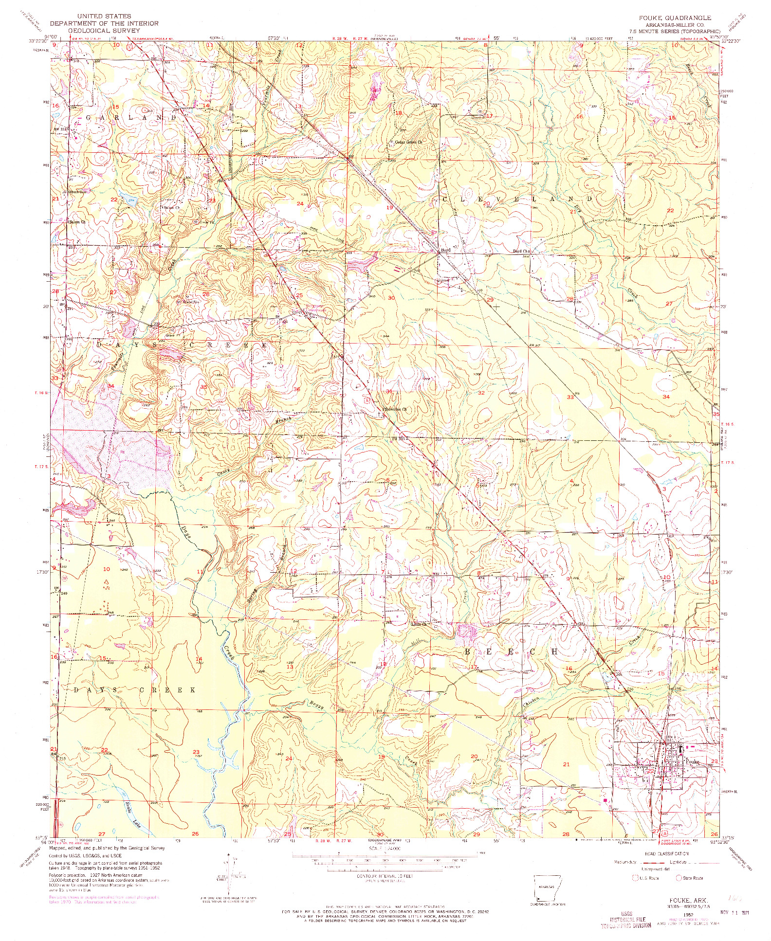 USGS 1:24000-SCALE QUADRANGLE FOR FOUKE, AR 1952