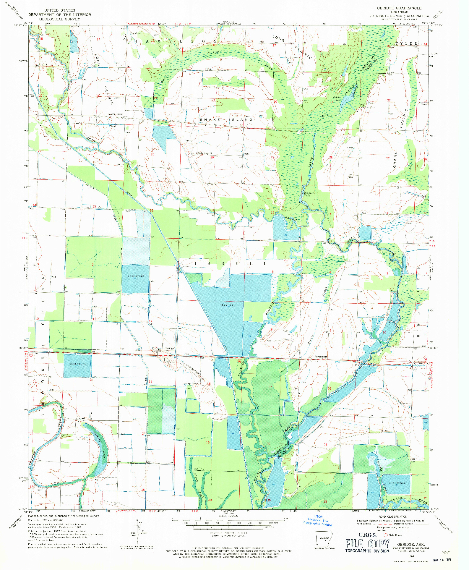 USGS 1:24000-SCALE QUADRANGLE FOR GERIDGE, AR 1969