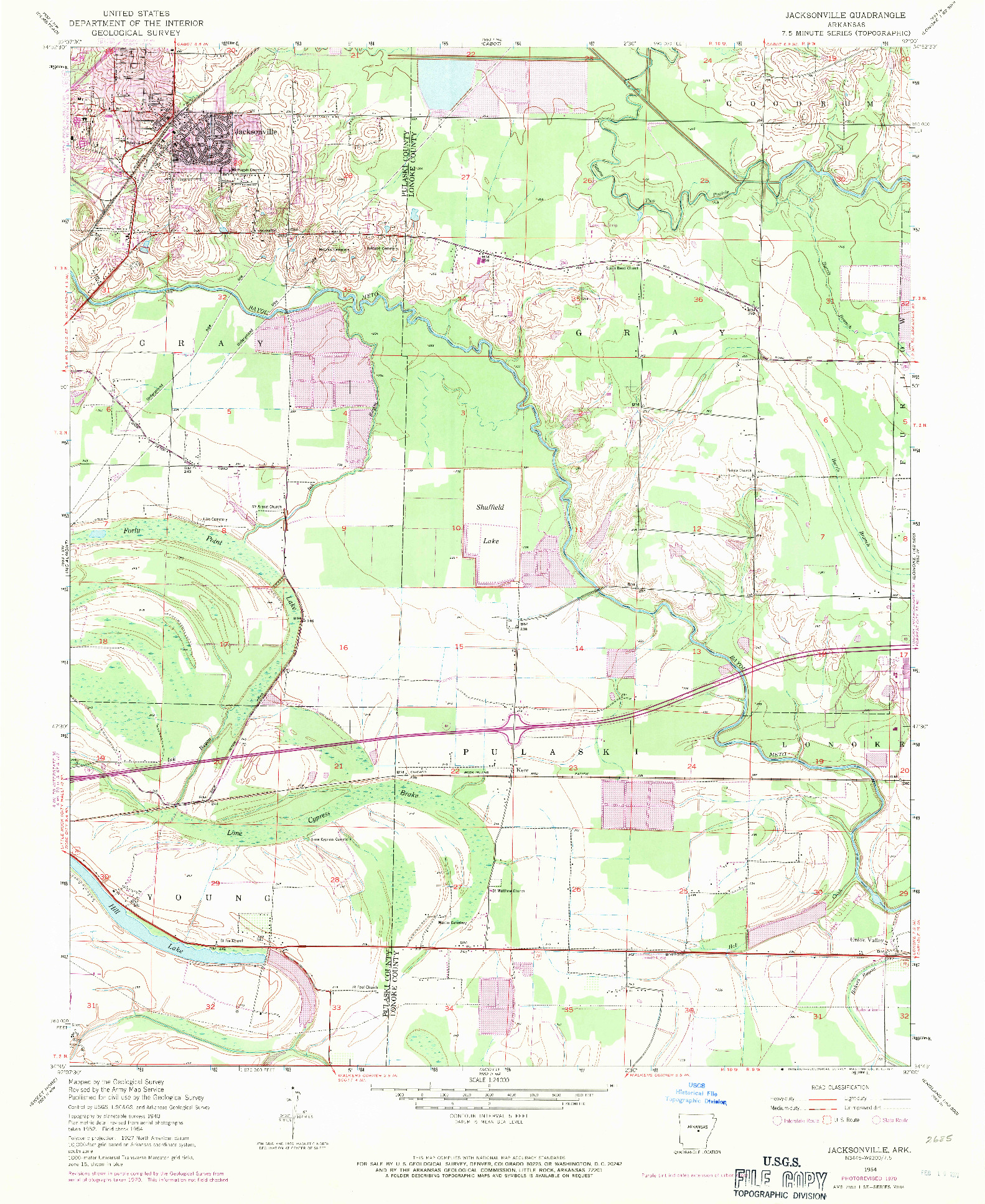USGS 1:24000-SCALE QUADRANGLE FOR JACKSONVILLE, AR 1954