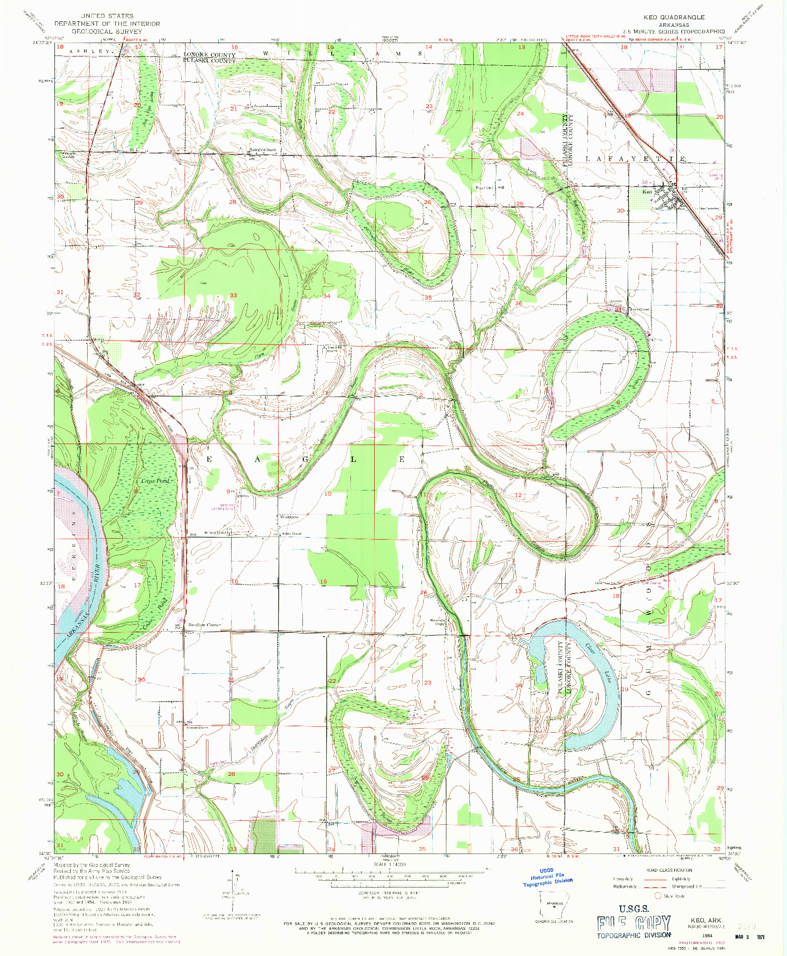 USGS 1:24000-SCALE QUADRANGLE FOR KEO, AR 1954