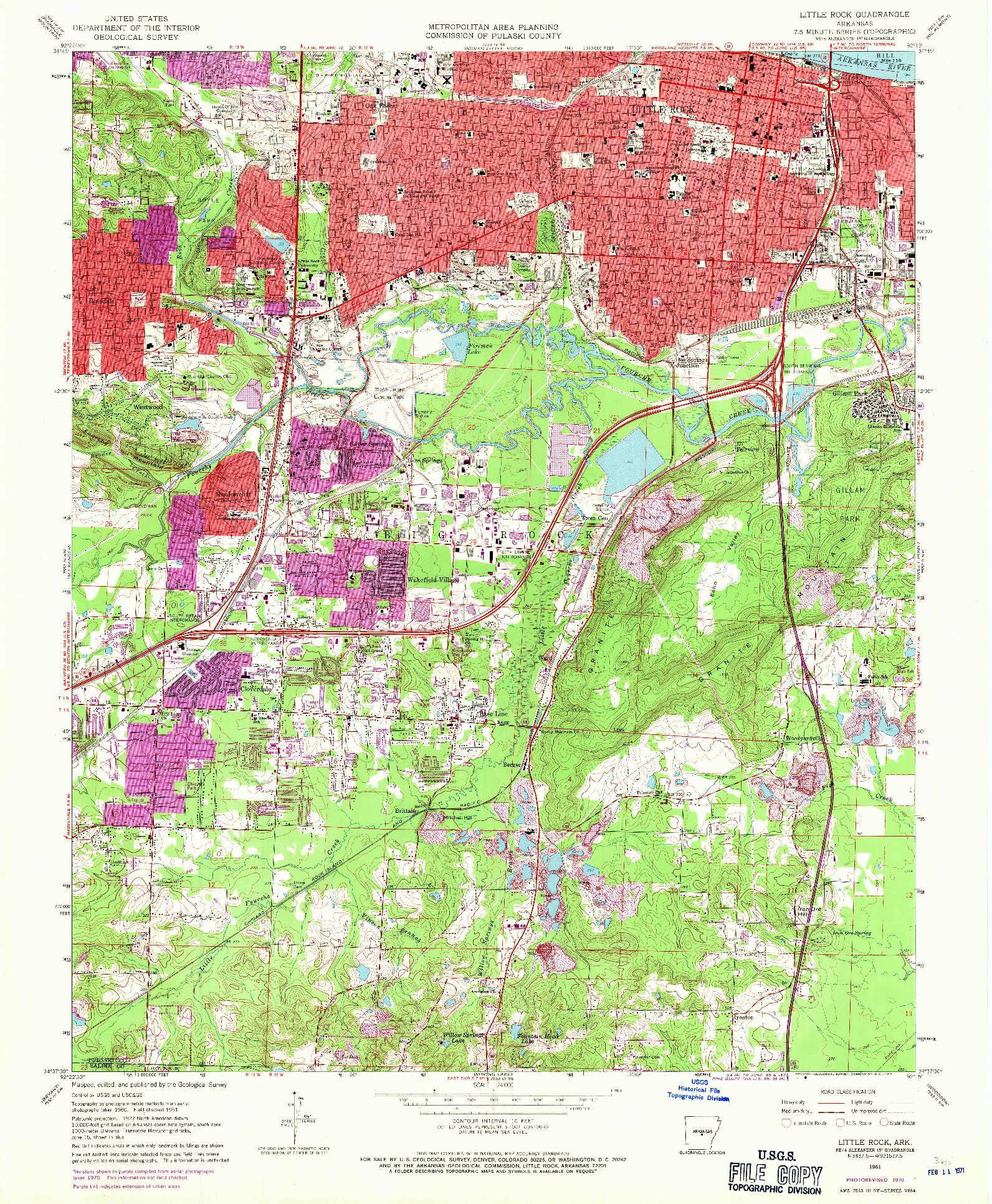 USGS 1:24000-SCALE QUADRANGLE FOR LITTLE ROCK, AR 1961