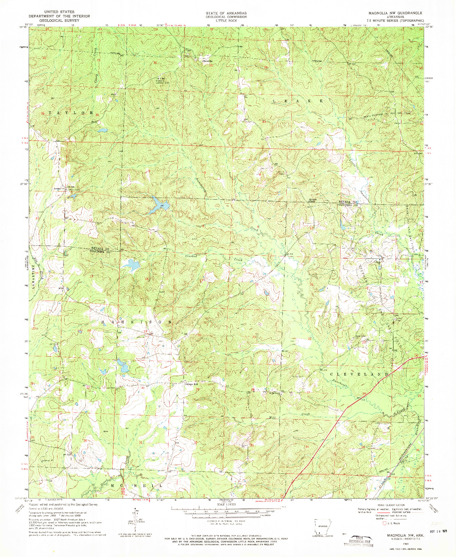USGS 1:24000-SCALE QUADRANGLE FOR MAGNOLIA NW, AR 1969