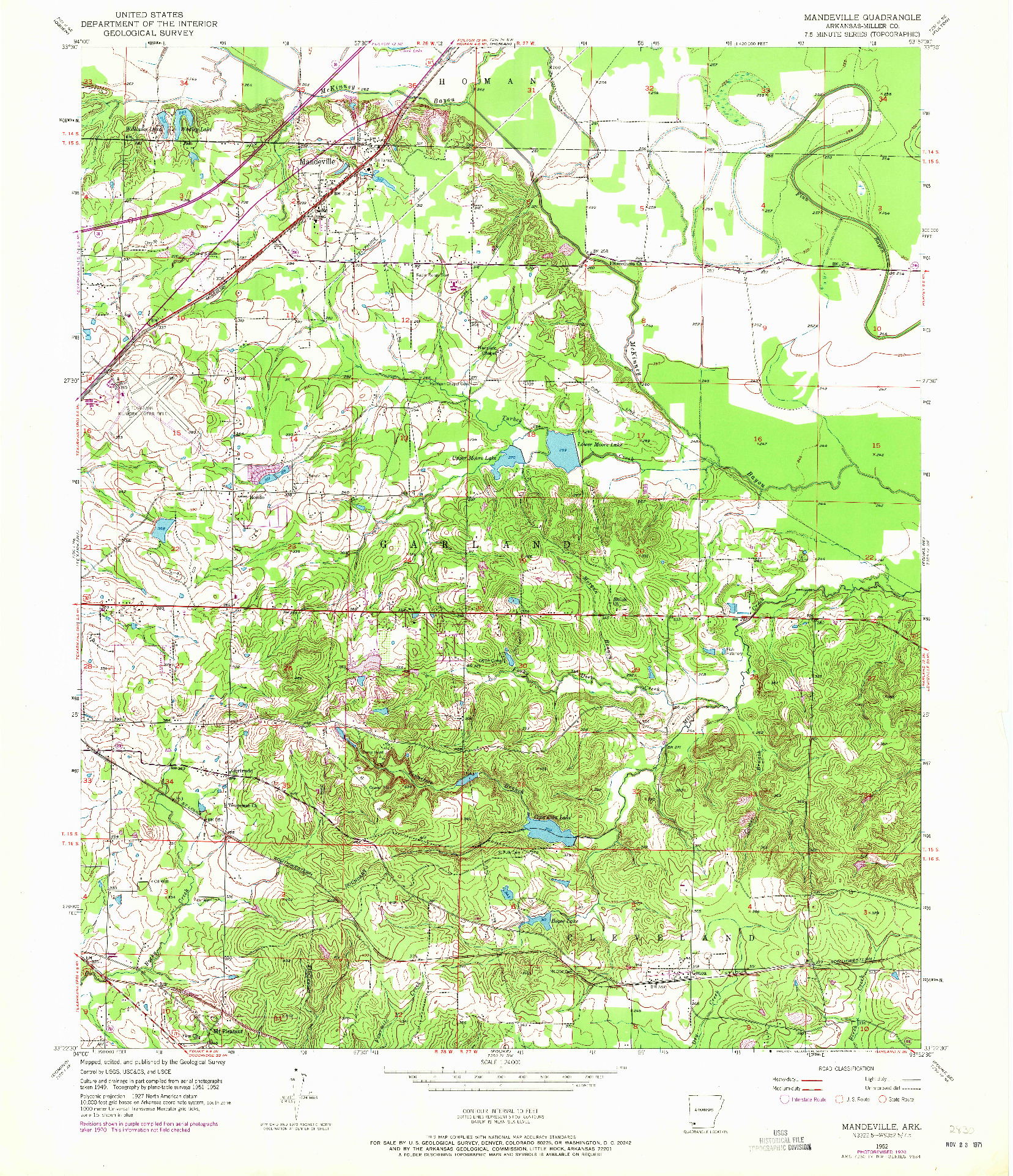 USGS 1:24000-SCALE QUADRANGLE FOR MANDEVILLE, AR 1952