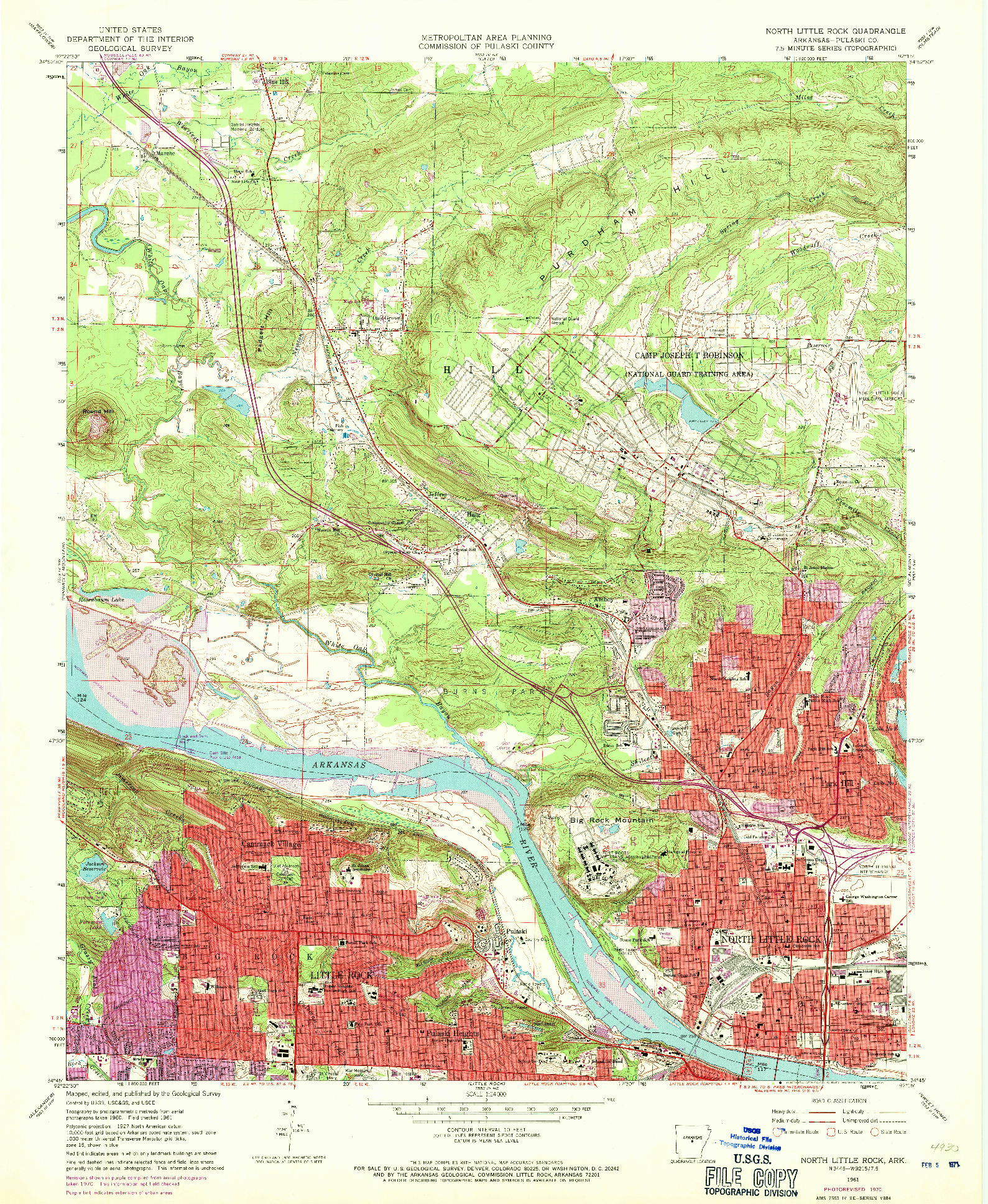 USGS 1:24000-SCALE QUADRANGLE FOR NORTH LITTLE ROCK, AR 1961