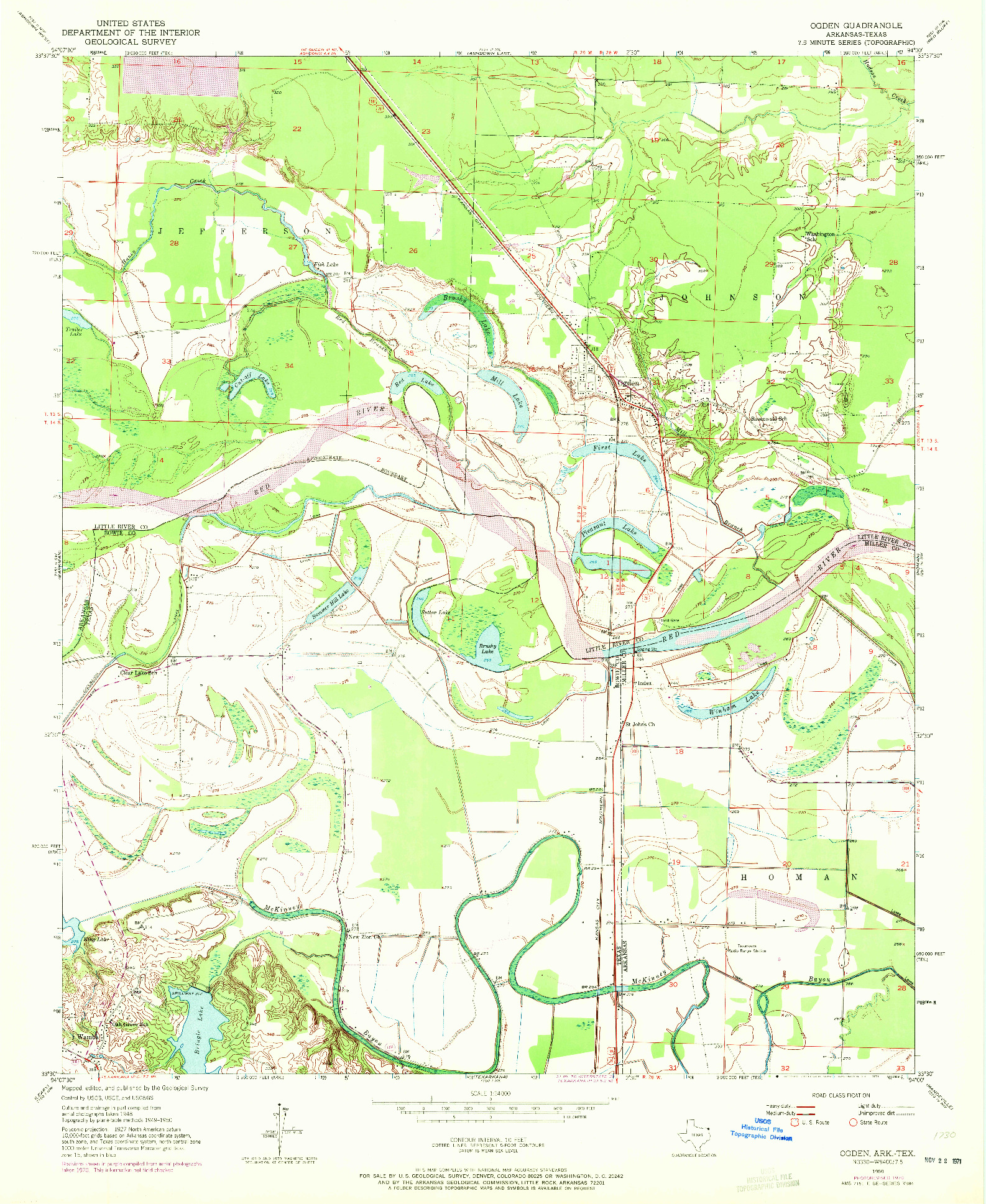 USGS 1:24000-SCALE QUADRANGLE FOR OGDEN, AR 1950