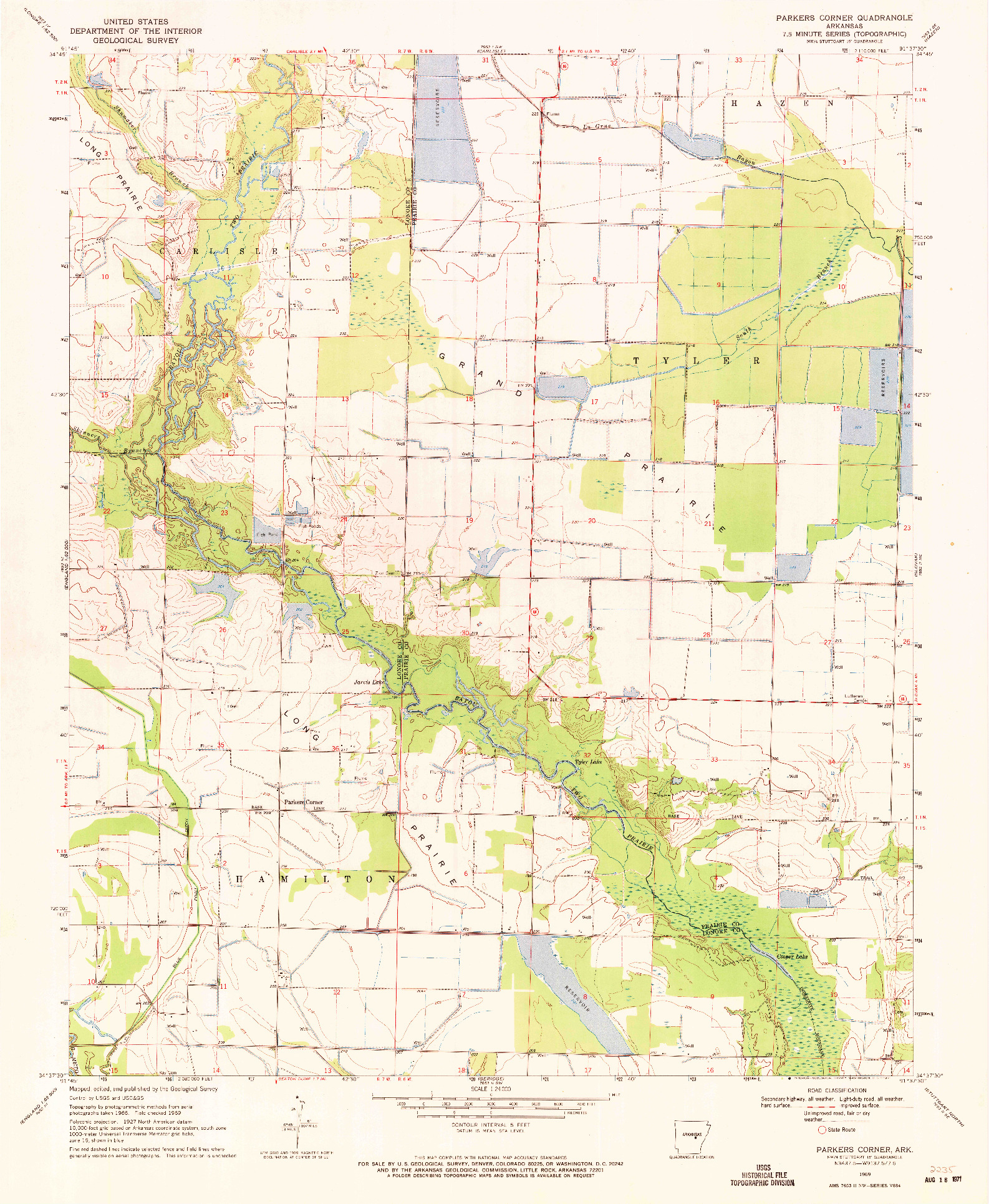 USGS 1:24000-SCALE QUADRANGLE FOR PARKERS CORNER, AR 1969