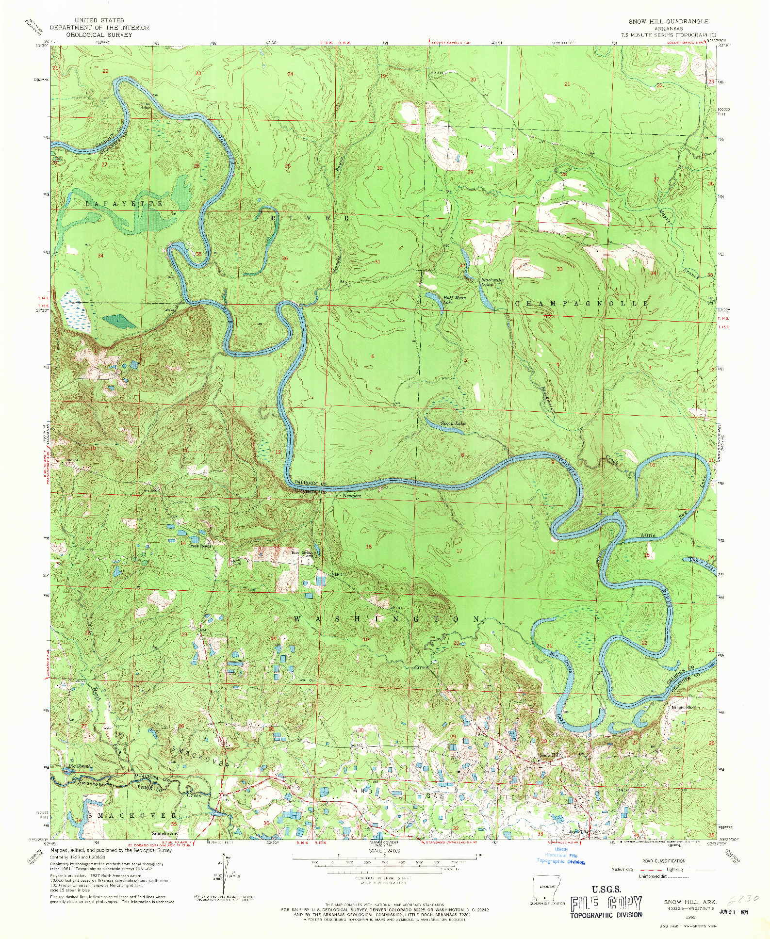 USGS 1:24000-SCALE QUADRANGLE FOR SNOW HILL, AR 1962