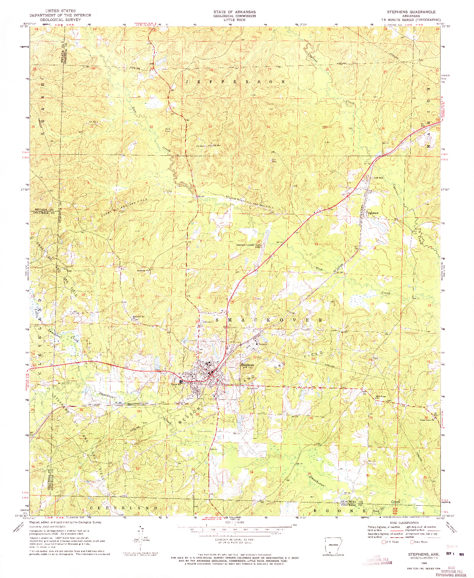 USGS 1:24000-SCALE QUADRANGLE FOR STEPHENS, AR 1969