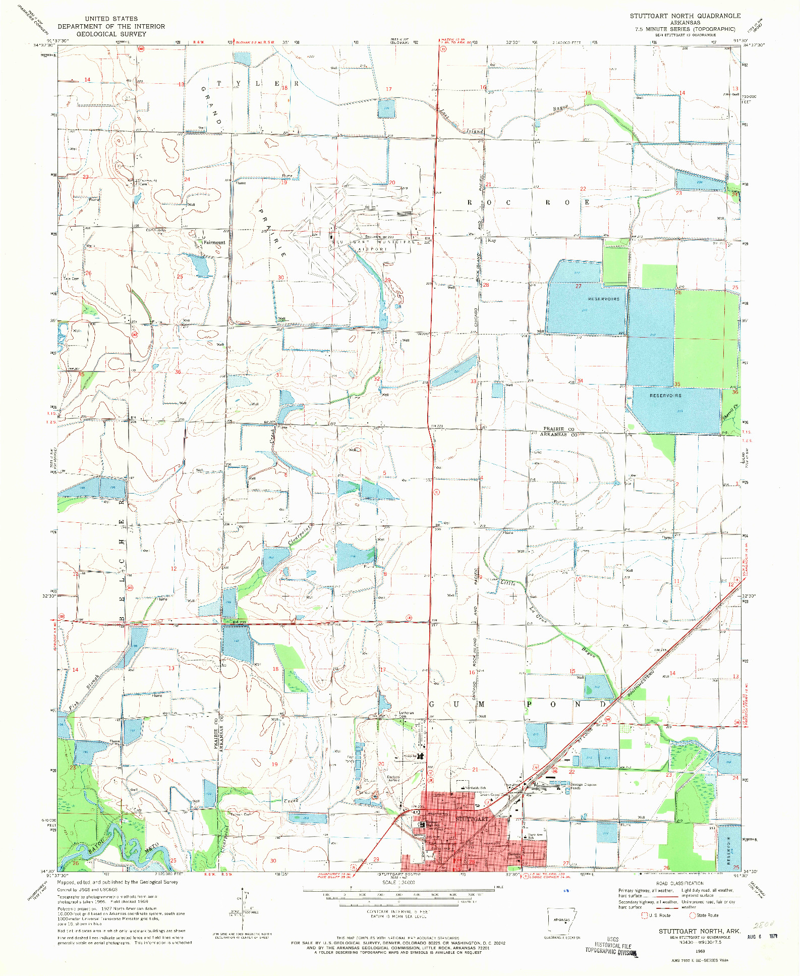 USGS 1:24000-SCALE QUADRANGLE FOR STUTTGART NORTH, AR 1969