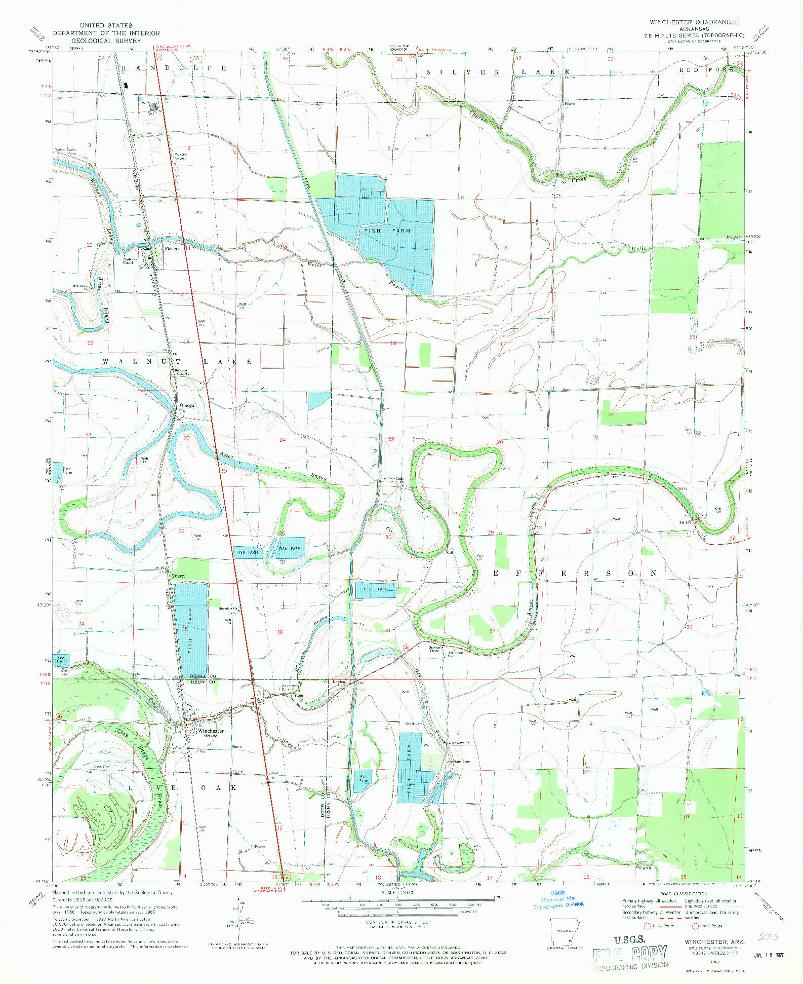 USGS 1:24000-SCALE QUADRANGLE FOR WINCHESTER, AR 1969