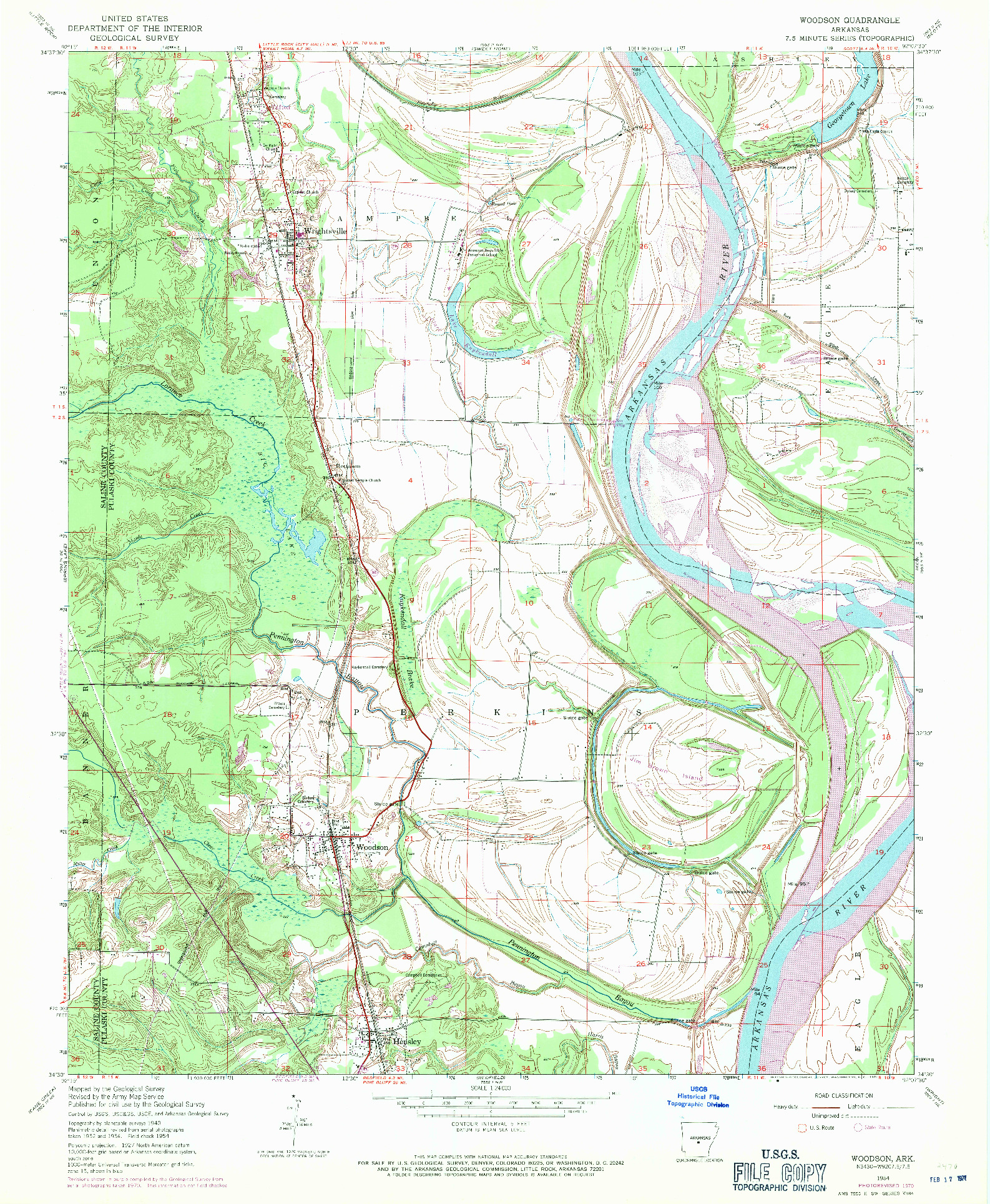 USGS 1:24000-SCALE QUADRANGLE FOR WOODSON, AR 1954