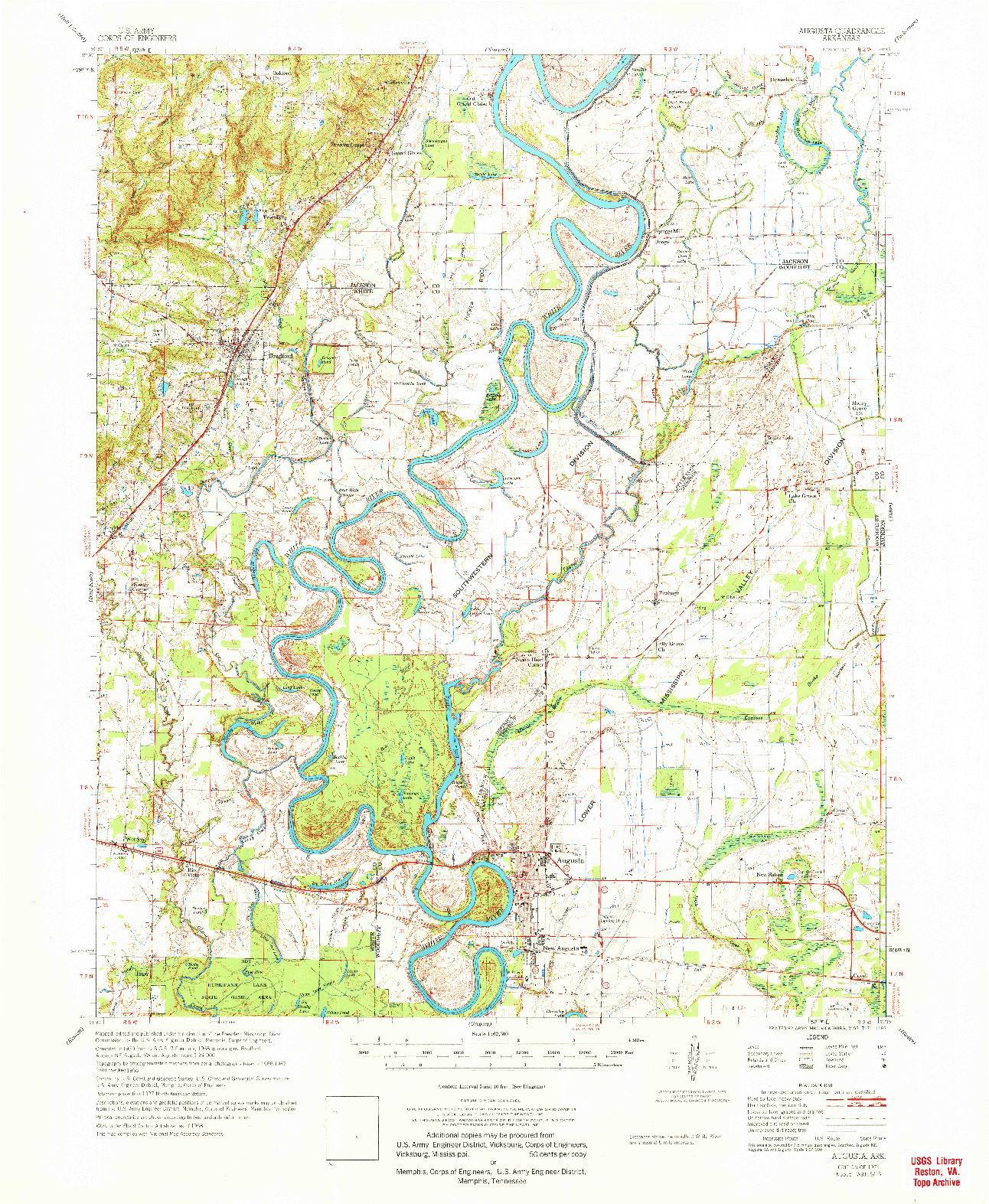 USGS 1:62500-SCALE QUADRANGLE FOR AUGUSTA, AR 1971