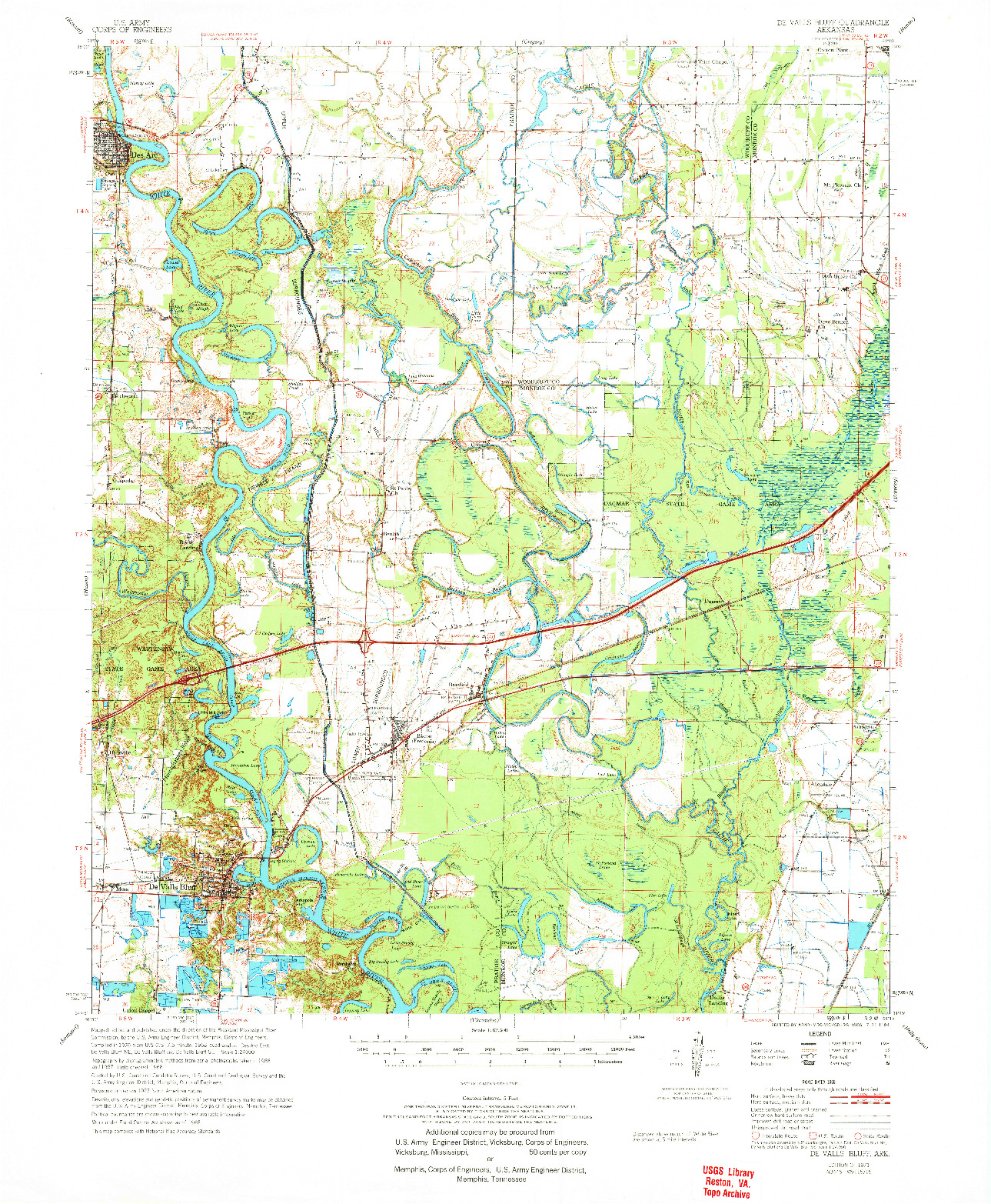 USGS 1:62500-SCALE QUADRANGLE FOR DE VALLS BLUFF, AR 1971