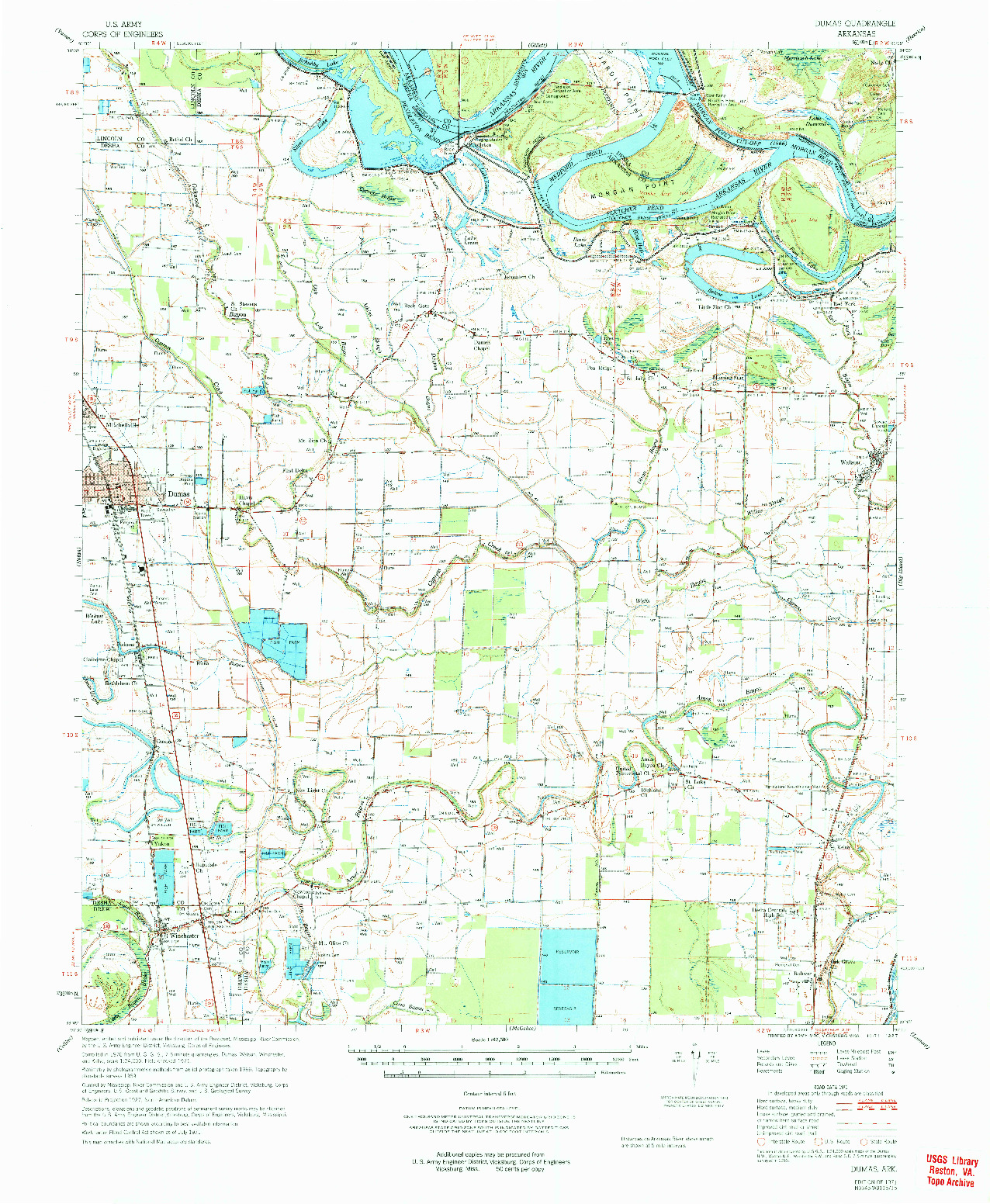 USGS 1:62500-SCALE QUADRANGLE FOR DUMAS, AR 1971