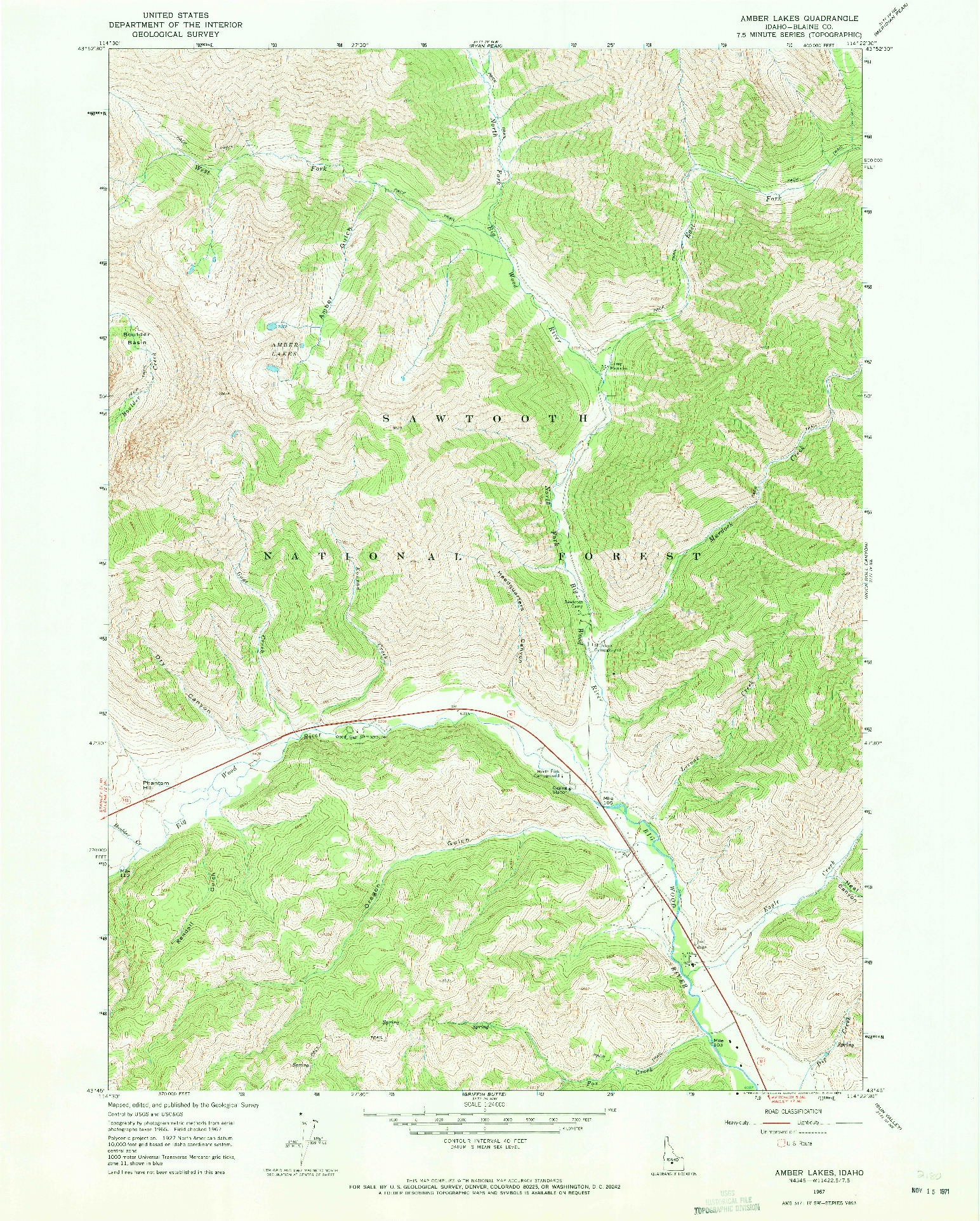 USGS 1:24000-SCALE QUADRANGLE FOR AMBER LAKES, ID 1967