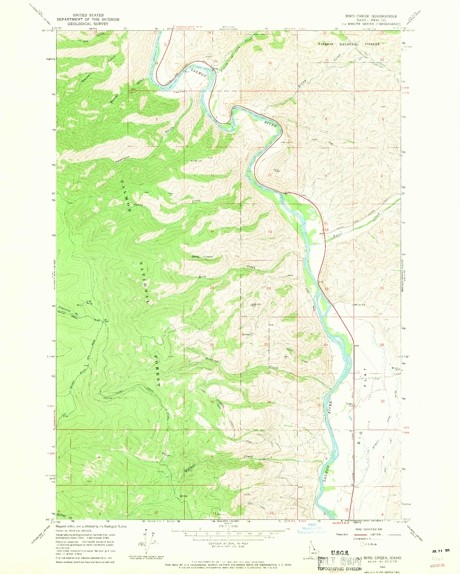 USGS 1:24000-SCALE QUADRANGLE FOR BIRD CREEK, ID 1966