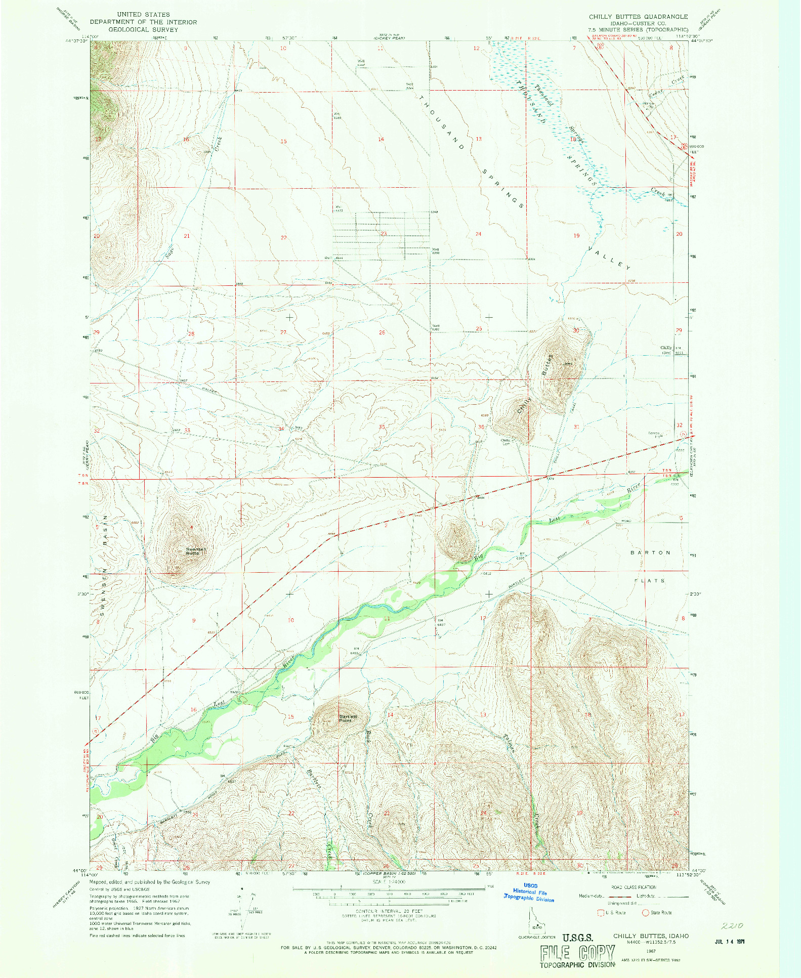 USGS 1:24000-SCALE QUADRANGLE FOR CHILLY BUTTES, ID 1967