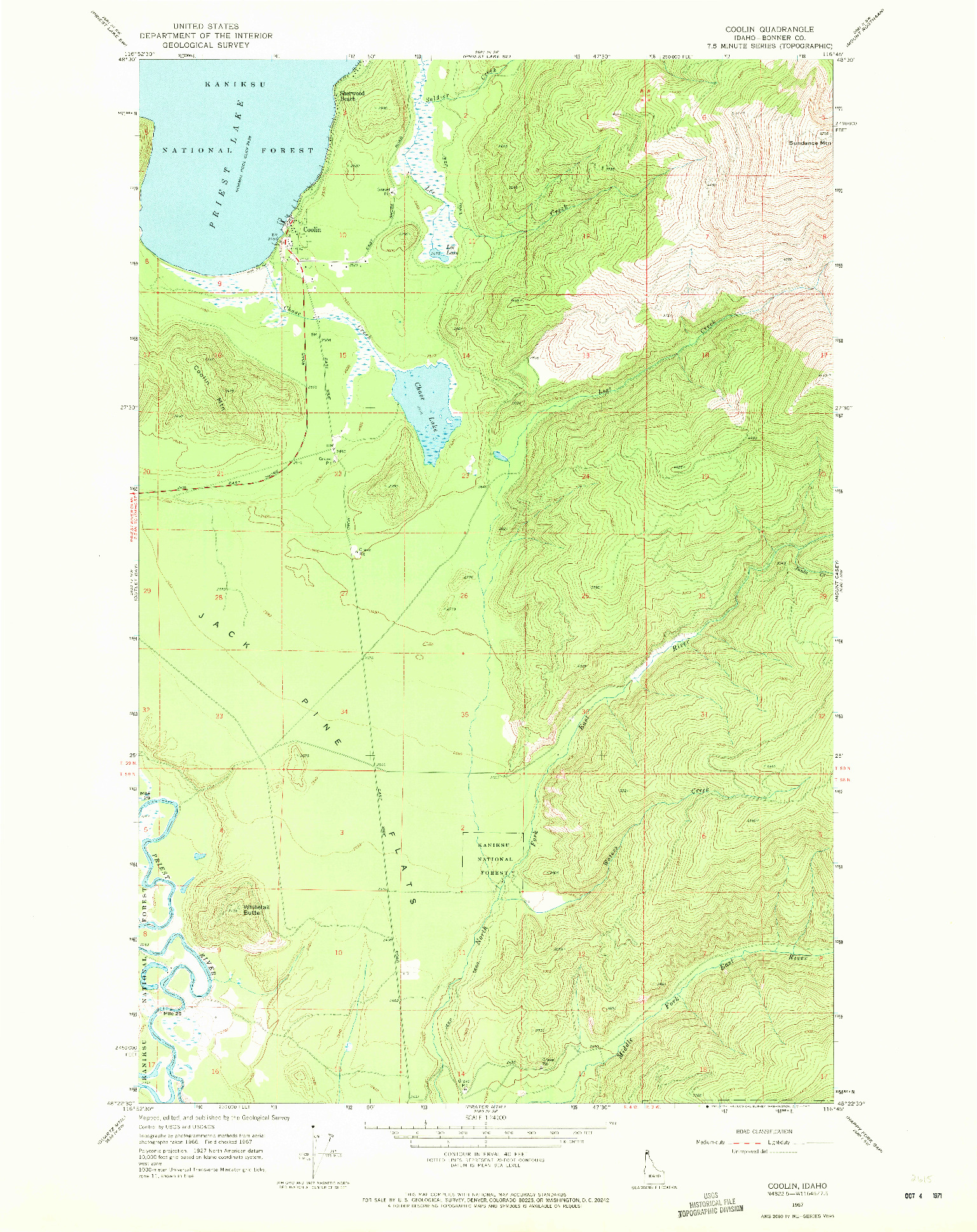USGS 1:24000-SCALE QUADRANGLE FOR COOLIN, ID 1967