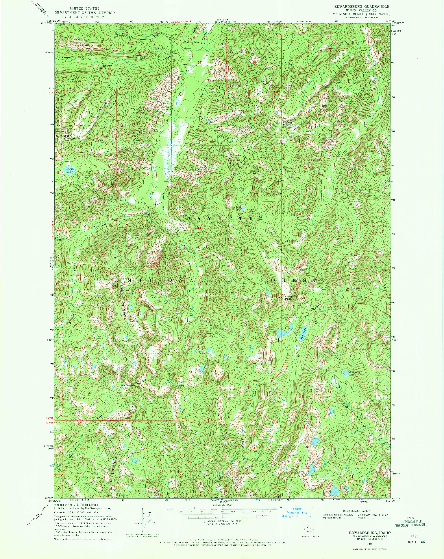 USGS 1:24000-SCALE QUADRANGLE FOR EDWARDSBURG, ID 1969