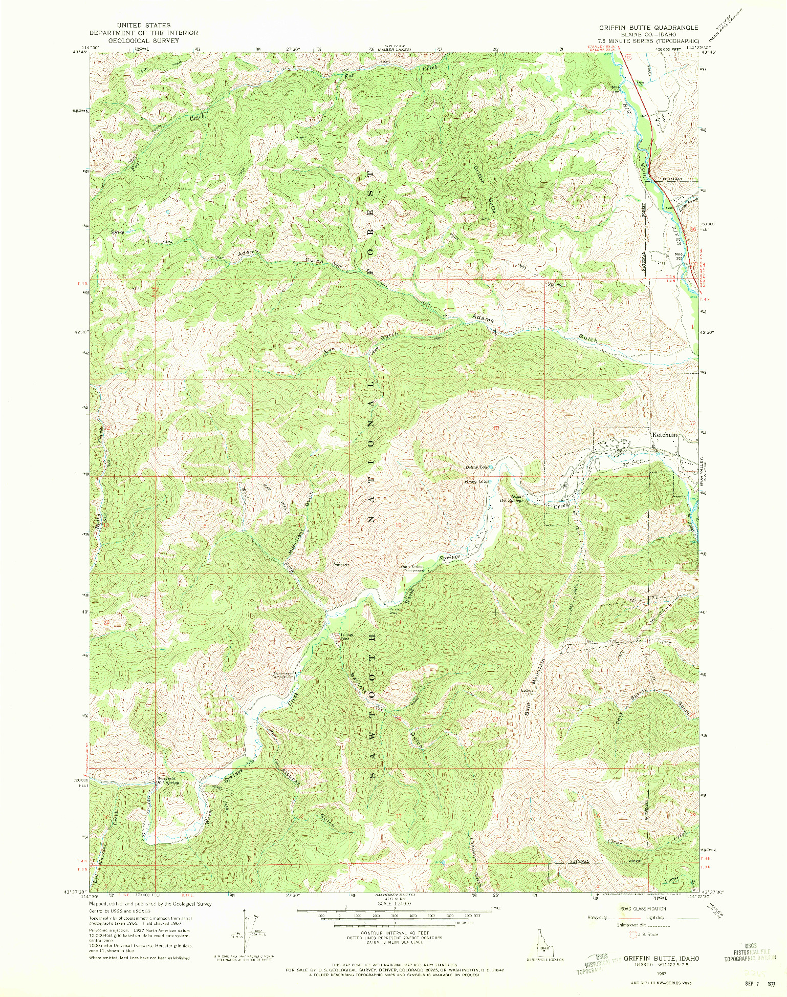 USGS 1:24000-SCALE QUADRANGLE FOR GRIFFIN BUTTE, ID 1967