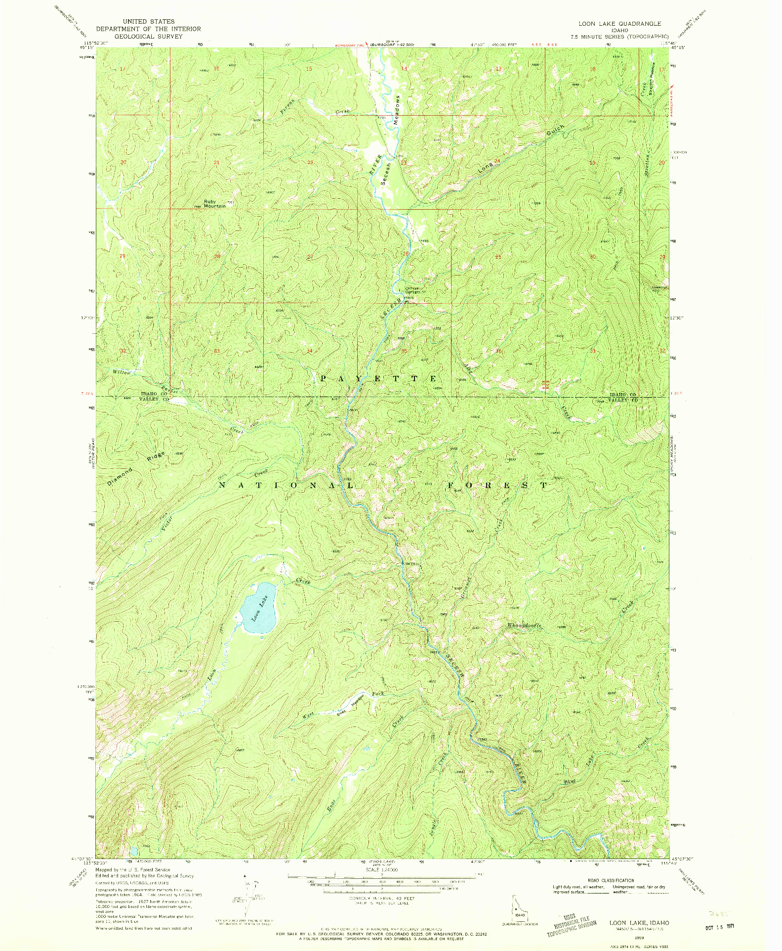 USGS 1:24000-SCALE QUADRANGLE FOR LOON LAKE, ID 1969