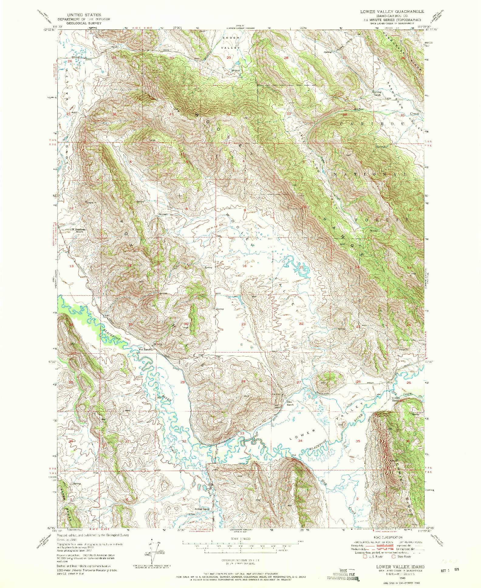 USGS 1:24000-SCALE QUADRANGLE FOR LOWER VALLEY, ID 1949