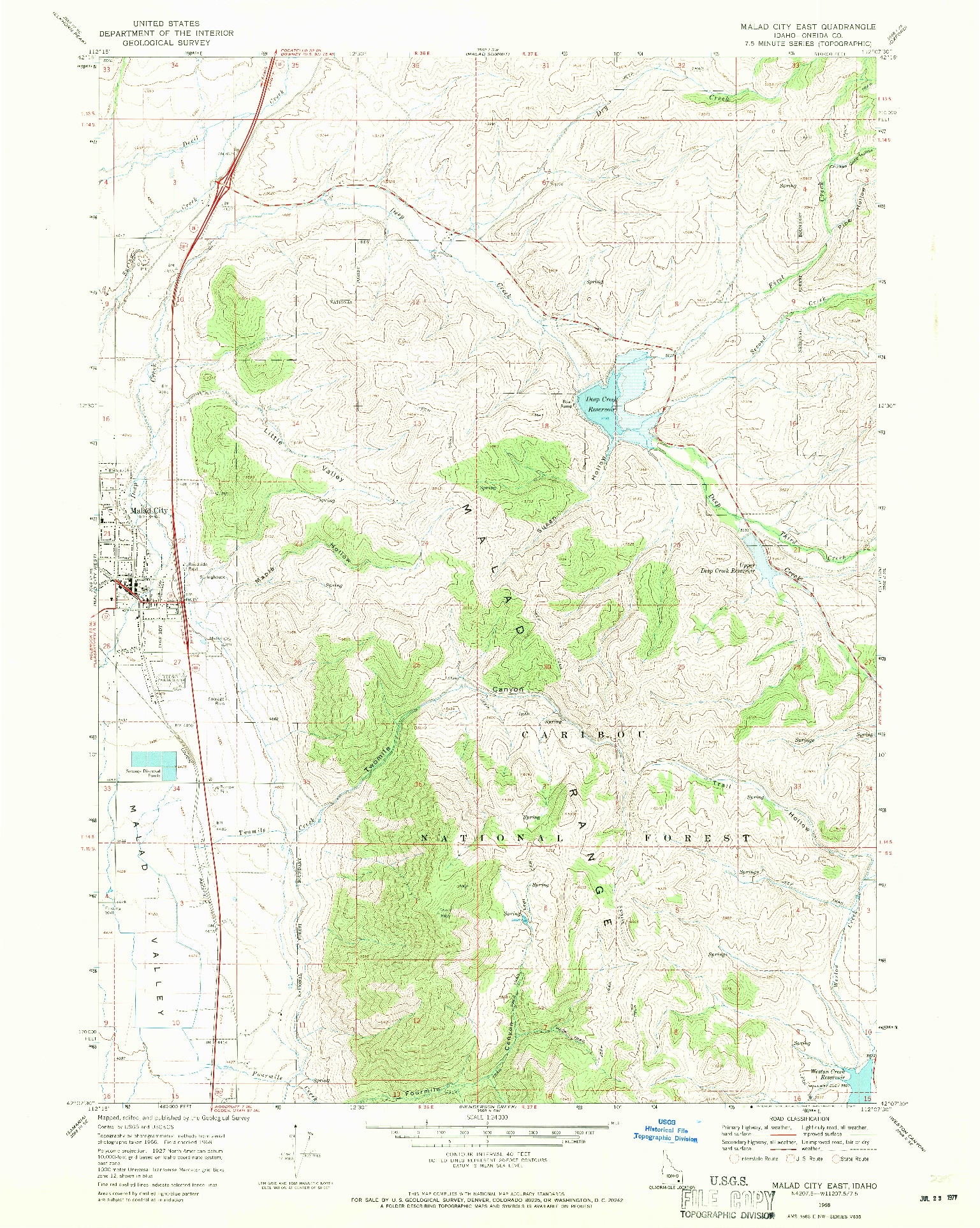 USGS 1:24000-SCALE QUADRANGLE FOR MALAD CITY EAST, ID 1968